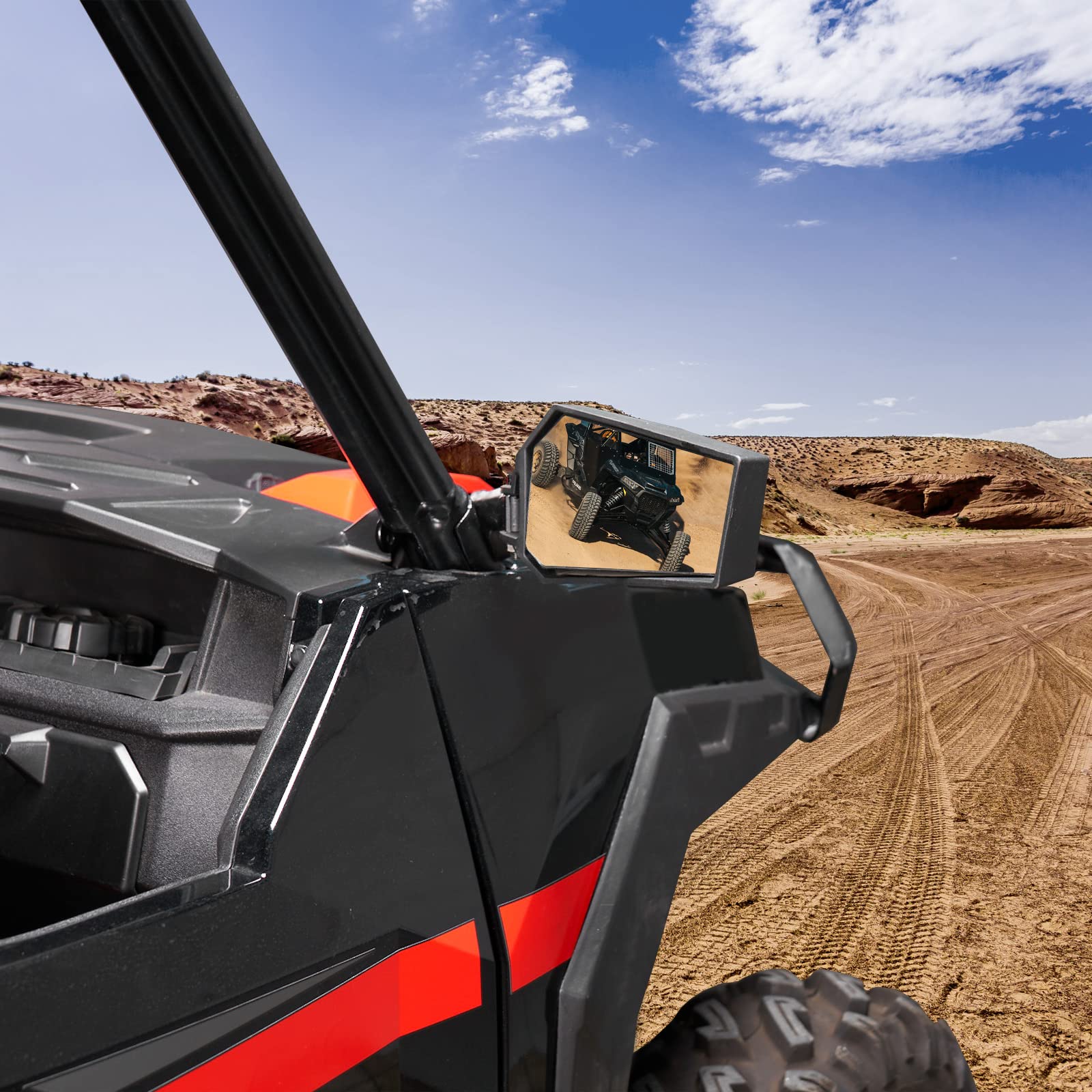 Polaris General 1000/4 1000 / XP 1000 / XP 4 1000 2016-2024 Adjustable Breakaway Folding Convex Side Rear View Mirrors - 2PCS UTV Accessories for Off-Roading & Trail Riding