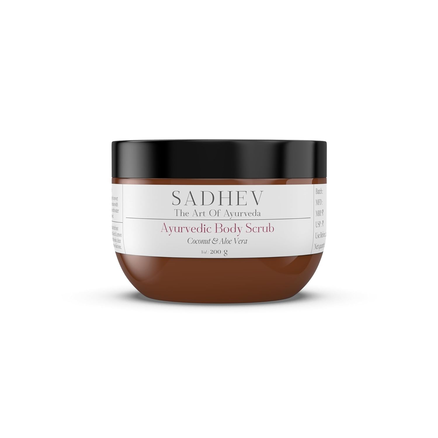 Natural Ayurvedic Coconut & Aloe Vera Body Scrub - Exfoliates Dead Skin Cells, Deep Cleans Pores, Brightens Skin Tone | Perfect for Dry Skin, Pre-Shave & Post-Tanning Care