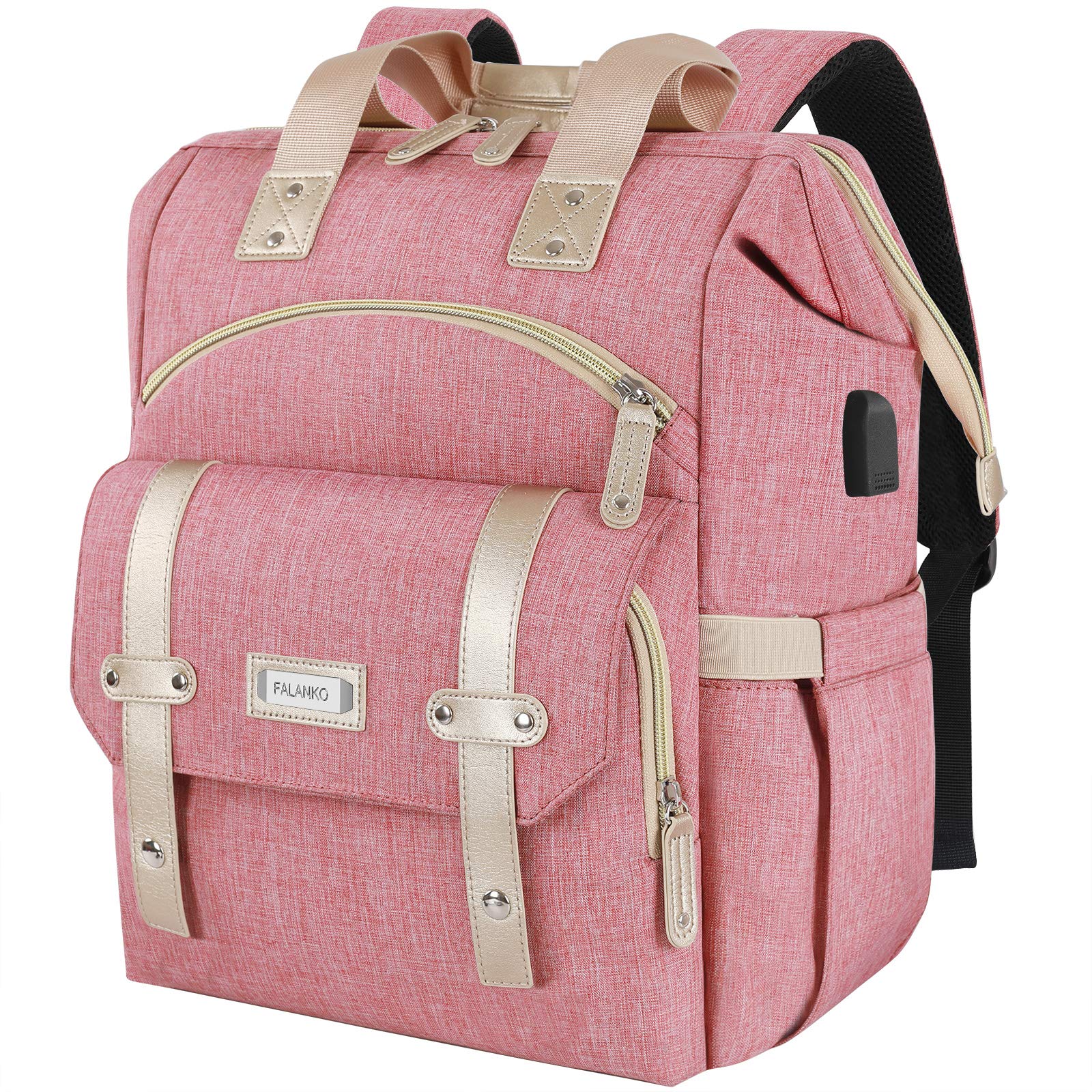 FALANKO Women's Large 17 Inch Laptop Backpack with USB Charging Port - Water Resistant Computer Bag for Work, School & Travel - Perfect for Teachers, Nurses, Doctors & Students