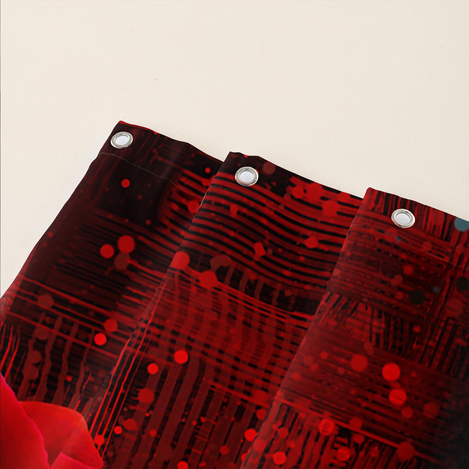 Romantic Red Rose Shower Curtain - Waterproof Floral Butterfly Bathroom Decor with 12 Plastic Hooks, 72x72 Inches, Grey Abstract Design - Perfect for Valentine's Day, Bridal Showers & Romantic Bathroom Decor