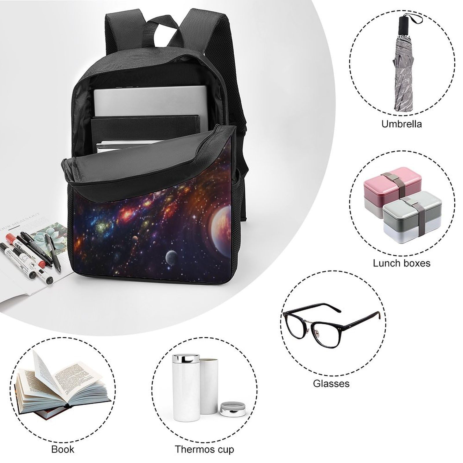NoveAurora Galaxy 3D Printed Kids Backpack - 17 Inch Large Capacity School Bookbag for Boys & Girls, Durable Travel Rucksack for School, College, Hiking & Daily Use
