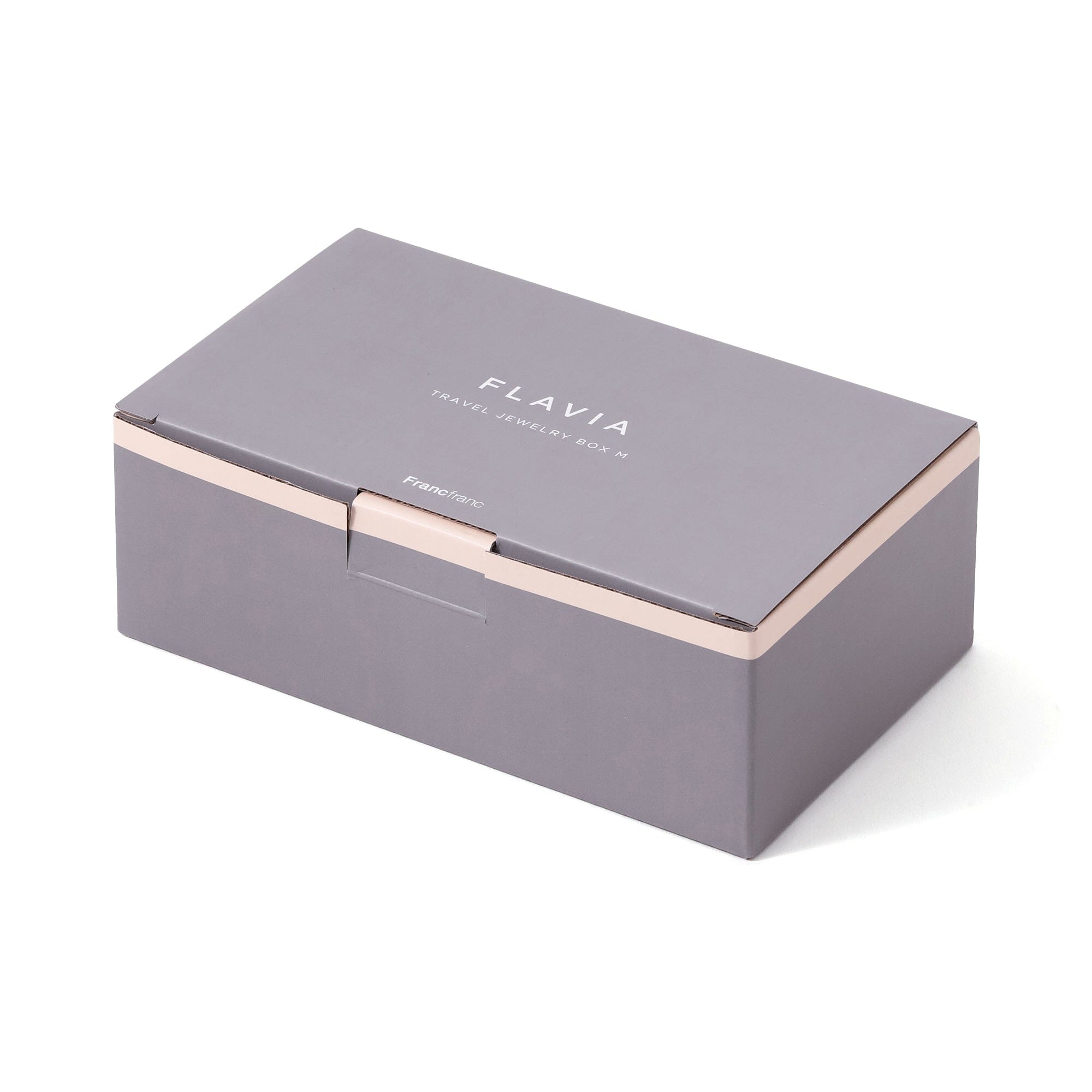 Flavia Travel Jewelry Box - Compact Organizer for Necklaces, Rings & Earrings - Perfect for Vacation, Business Trips & Gifts (M, Grey)