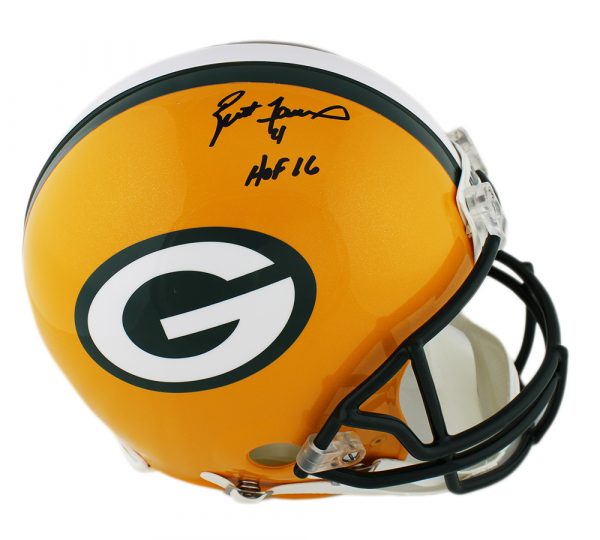 Authentic Brett Favre Signed Green Bay Packers NFL Helmet with 