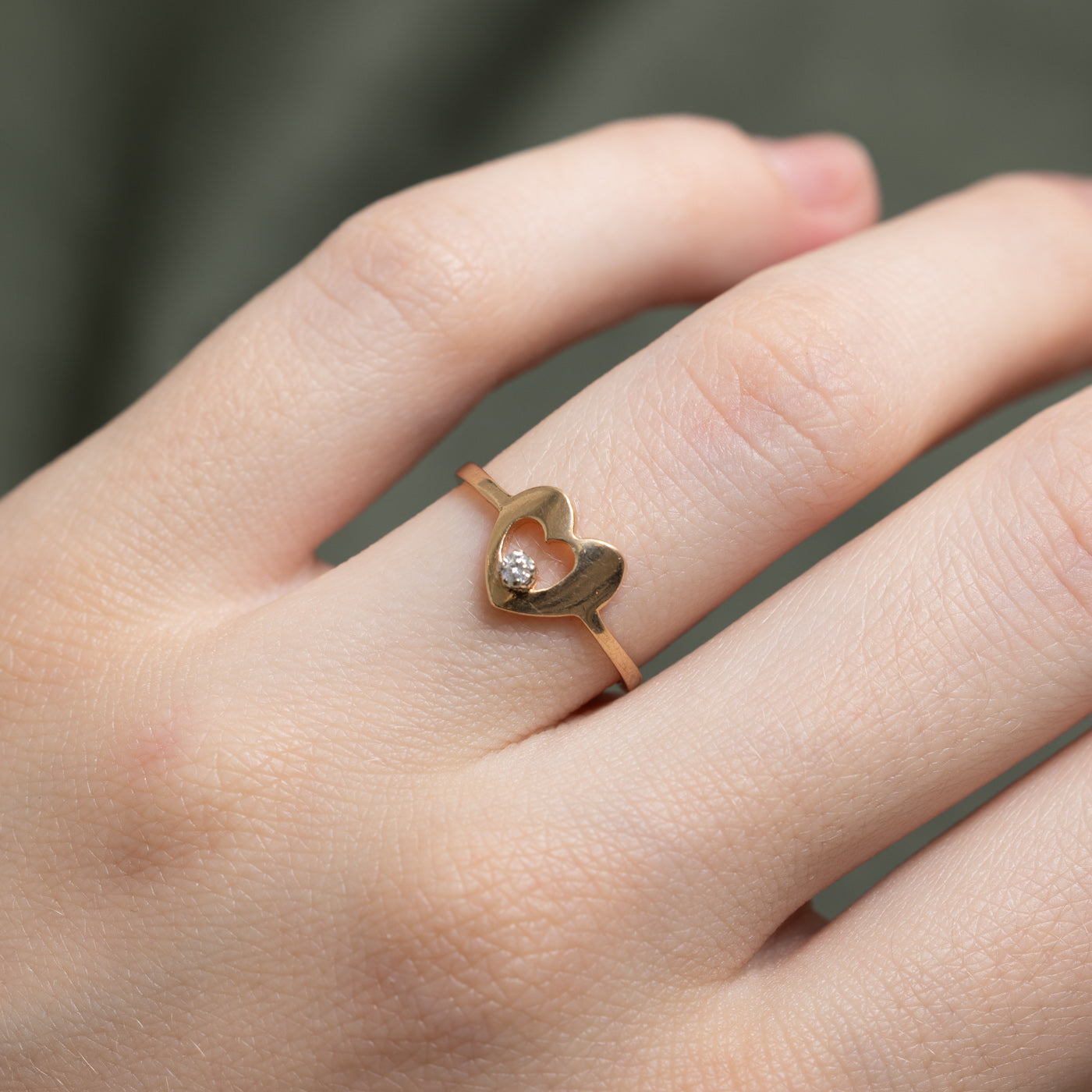 14K Gold Diamond Open Heart Ring - 0.03ct Natural Diamond, Size 4.75, Dainty Minimalist Jewelry for Women - Perfect for Valentine's Day, Anniversary Gifts & Everyday Elegance