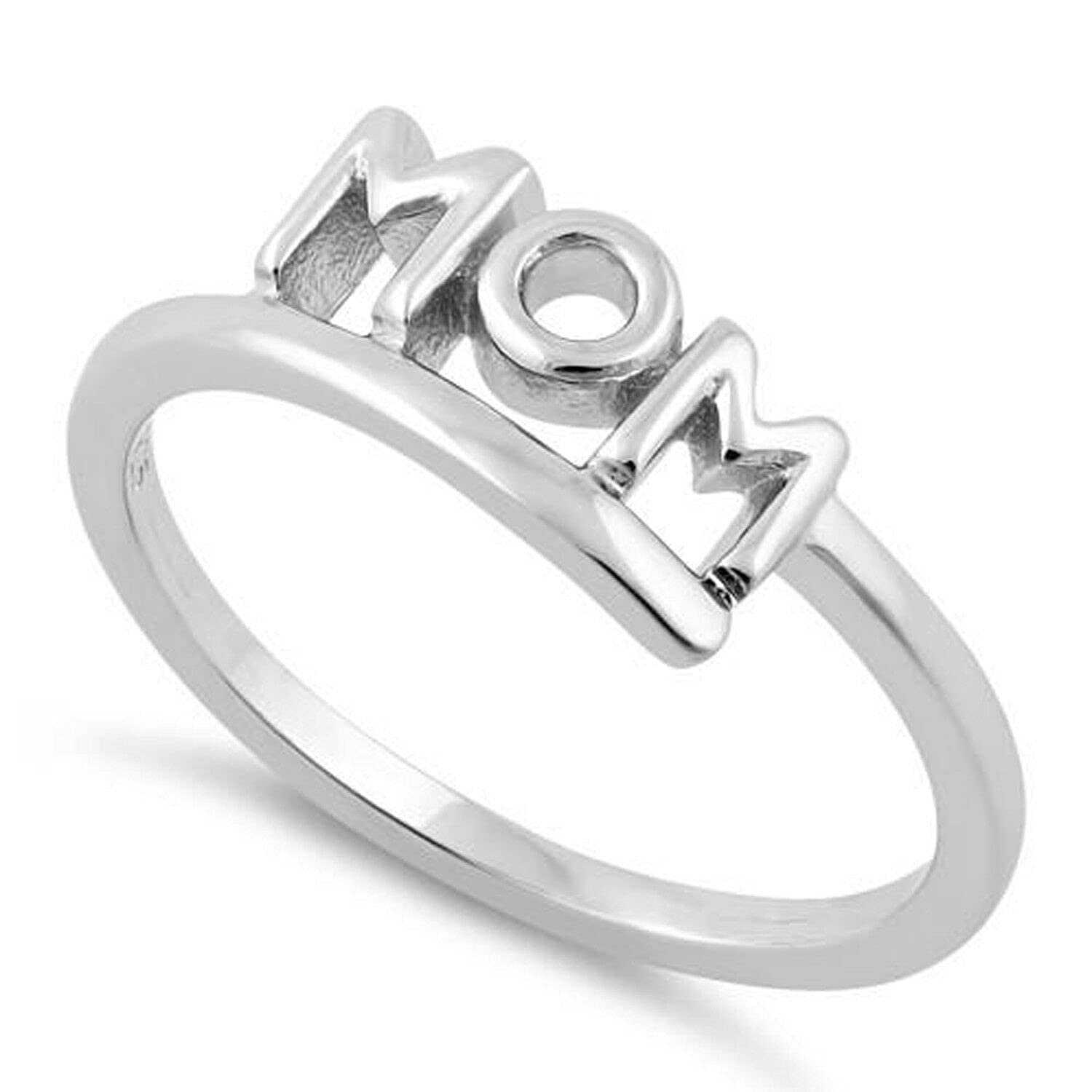 925 Sterling Silver Mom Ring - Elegant Mother's Day Gift with Engraved 