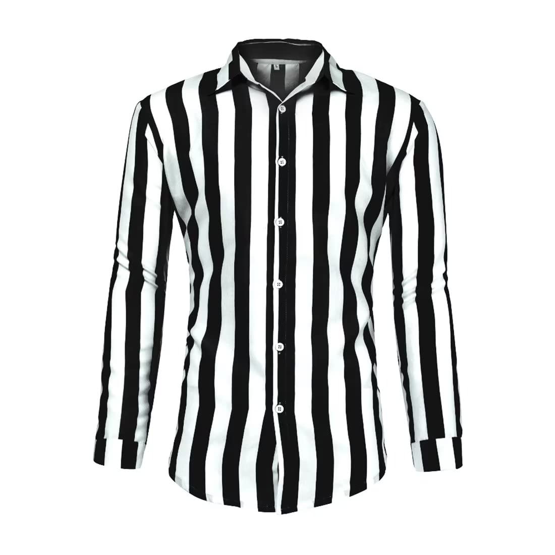 Men's Casual Long Sleeve Button-Up Striped Dress Shirt - 100% Cotton Comfort Fit - Perfect for Office, Business Casual & Date Nights
