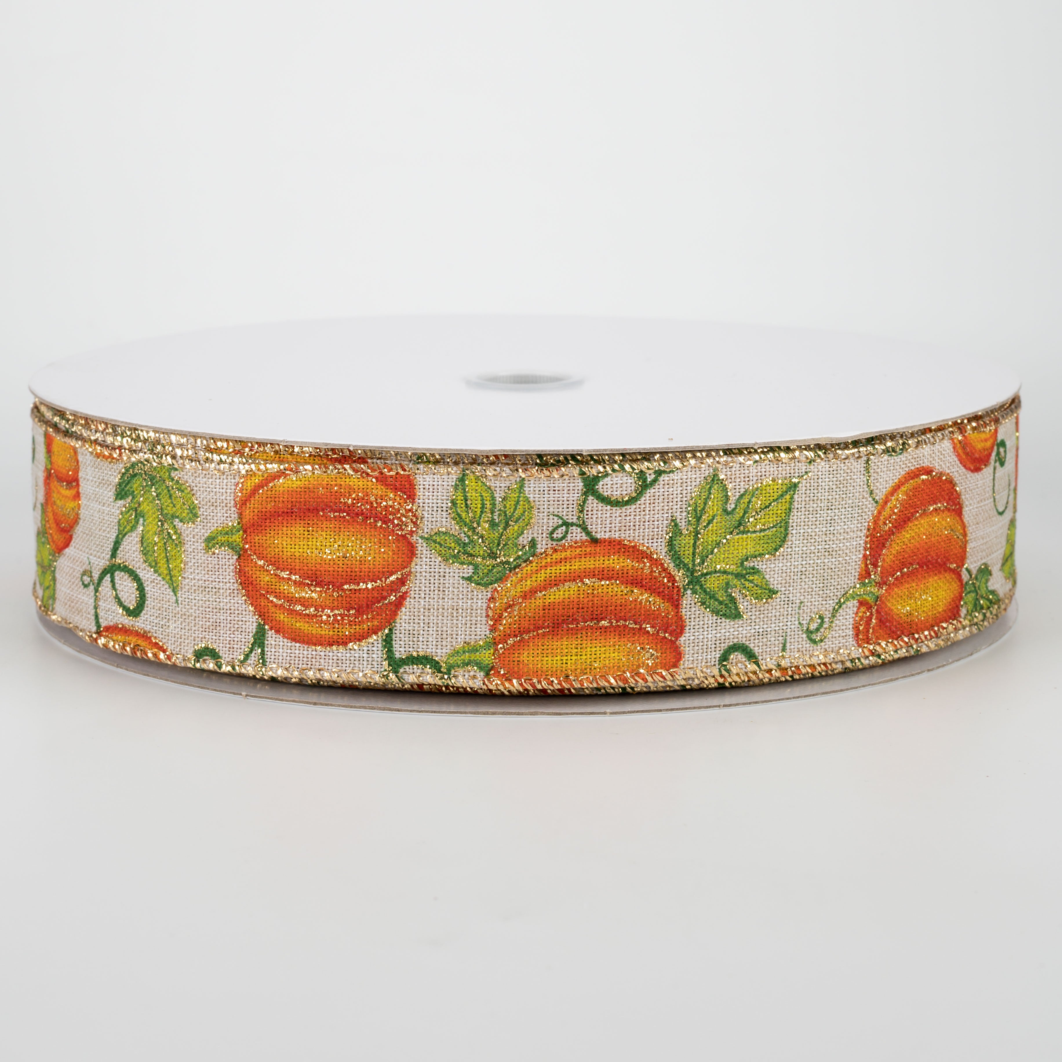 1.5 Inch Glitter Orange Pumpkin Ribbon - 50 Yards Natural Decorative Ribbon for Fall Crafts, Gift Wrapping, Halloween Decorations, and DIY Projects