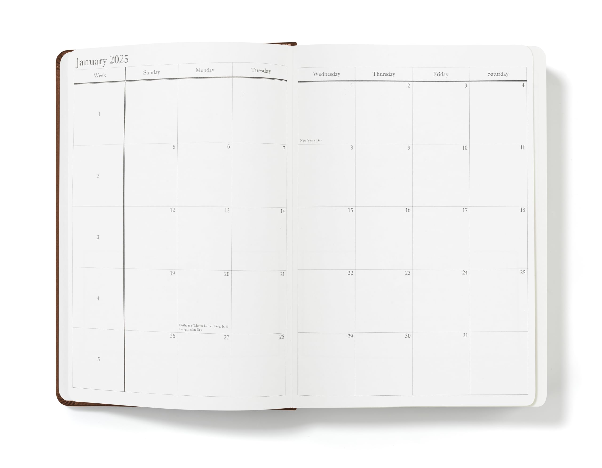 Wykeham's Executive 2025 Daily Planner & Journal - Custom Leather Cover, 8.5