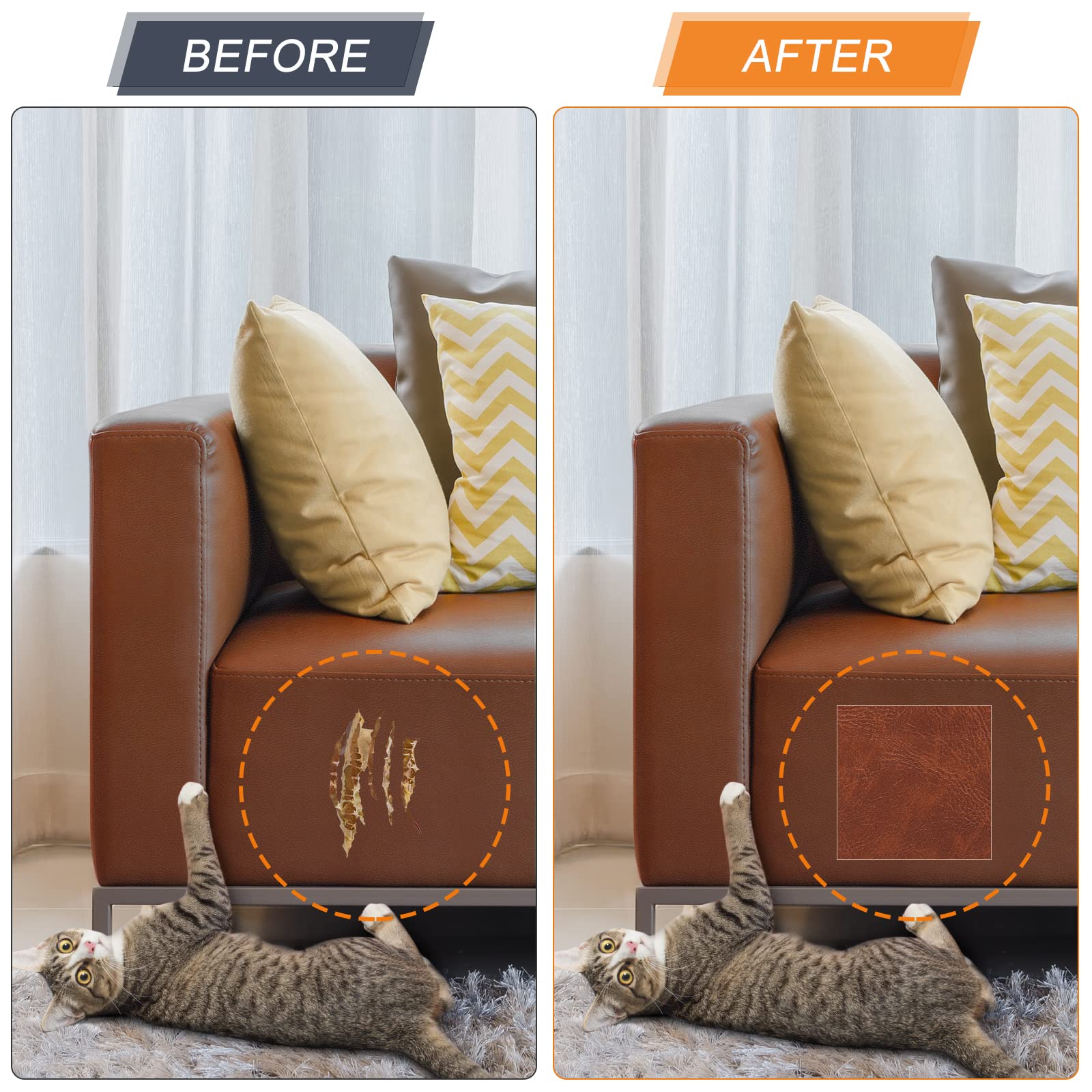Self-Adhesive Leather Repair Patches 8x11 Inch (2-Pack) - Dark Brown Vinyl Furniture Repair Kit for Couches, Car Seats, Handbags & Jackets - Easy Fix for Scratches & Tears | Perfect for Home, Office & Vehicle Upholstery
