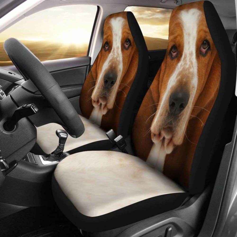 Basset Hound Car Seat Covers - Funny Dog Face Design - Waterproof & Non-Slip Pet Seat Protector for Cars, SUVs & Trucks - Perfect for Dog Lovers & Pet Owners