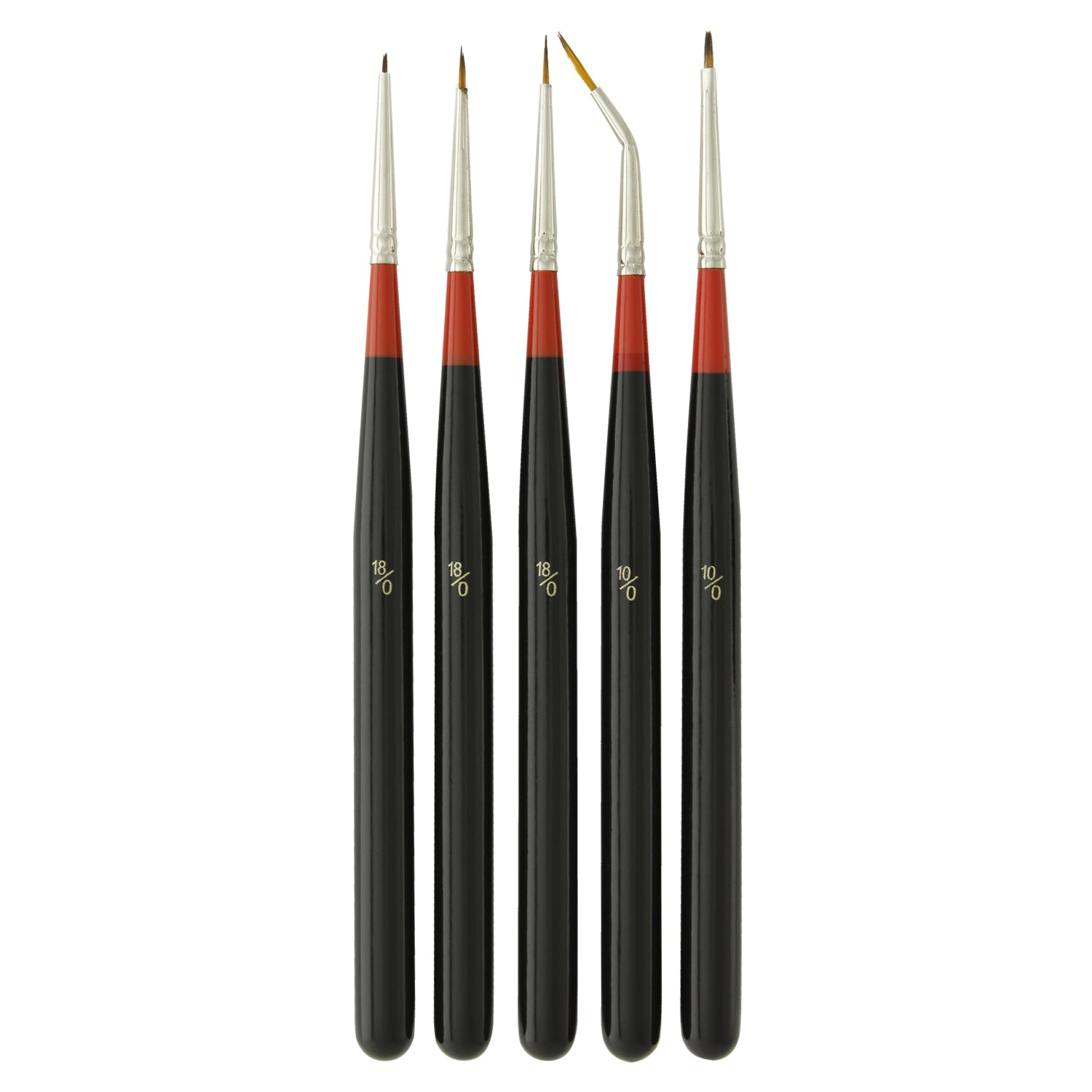 5-Piece Miniature Tight Spot Micro Fine Detail Art & Beauty Taklon Brush Set with Wood Handles - Perfect for Watercolor, Acrylic Painting & Nail Art