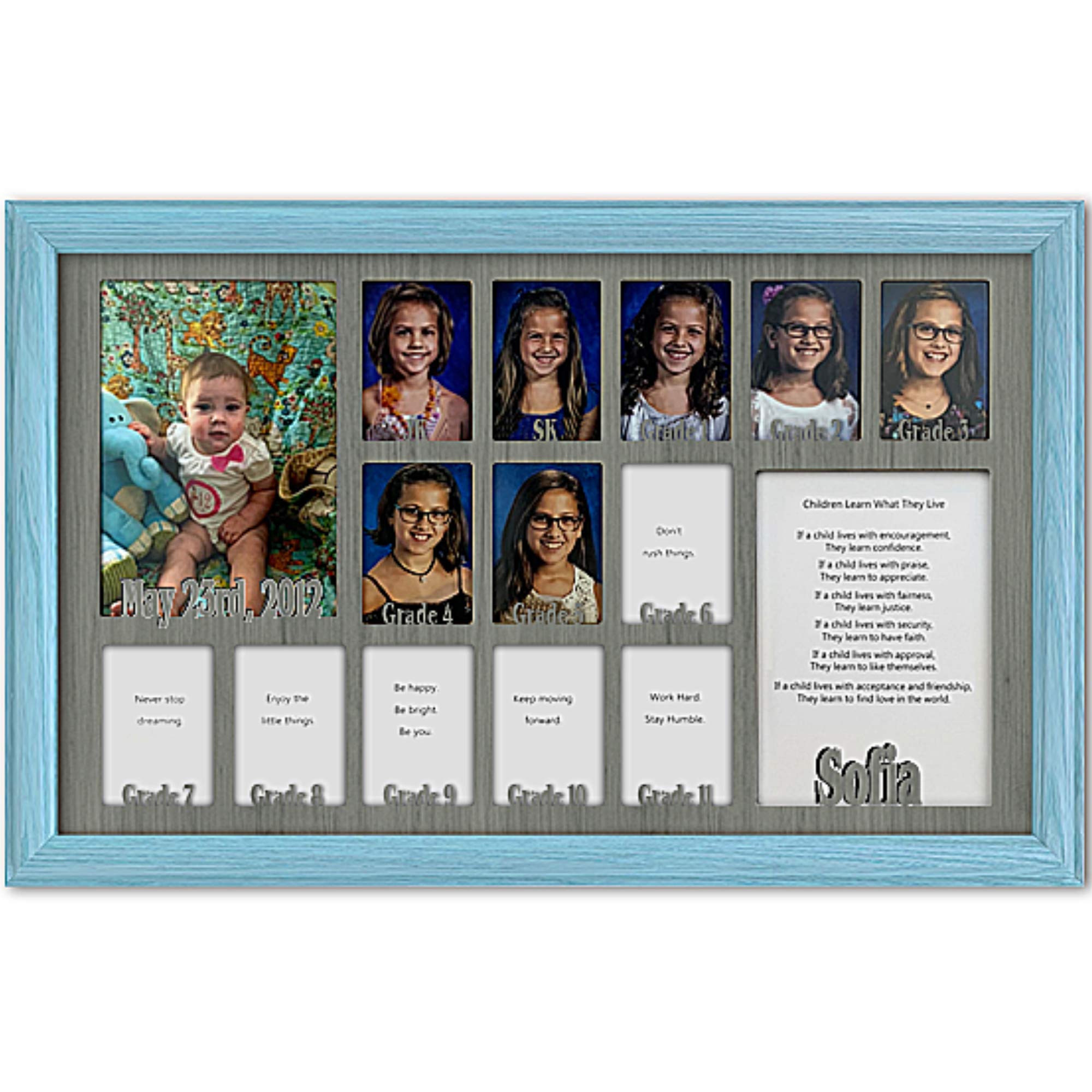 Personalized Northland School Years Photo Frame - Custom Name Engraved, Holds Twelve 2.5x3.5