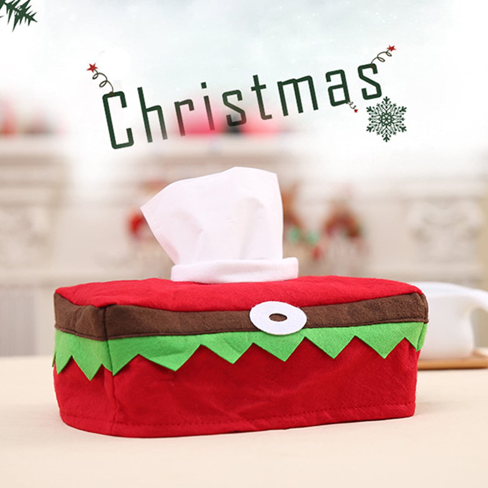 Christmas Tissue Box Cover - Foldable Elf Ornamental Tissue Box Holder for Holiday Home Decor (Red) | Perfect for Living Room, Bedroom & Christmas Party Decorations