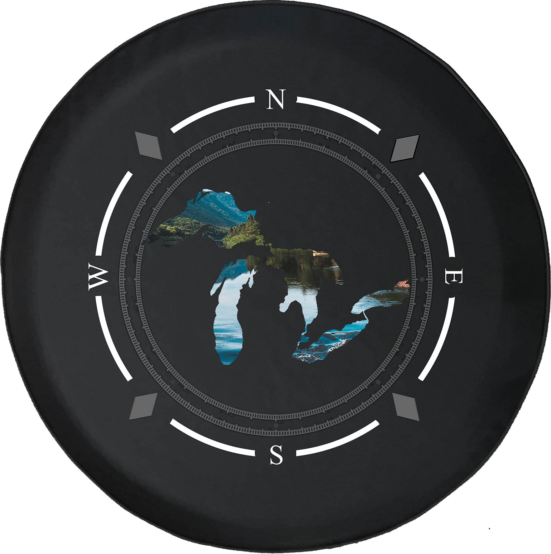 American Unlimited Spare Tire Cover with Michigan State & Great Lakes Design - Universal Fit for SUV, Trailer, RV & Most Vehicles | Durable Wheel Protection for Off-Road Adventures & Camping Trips