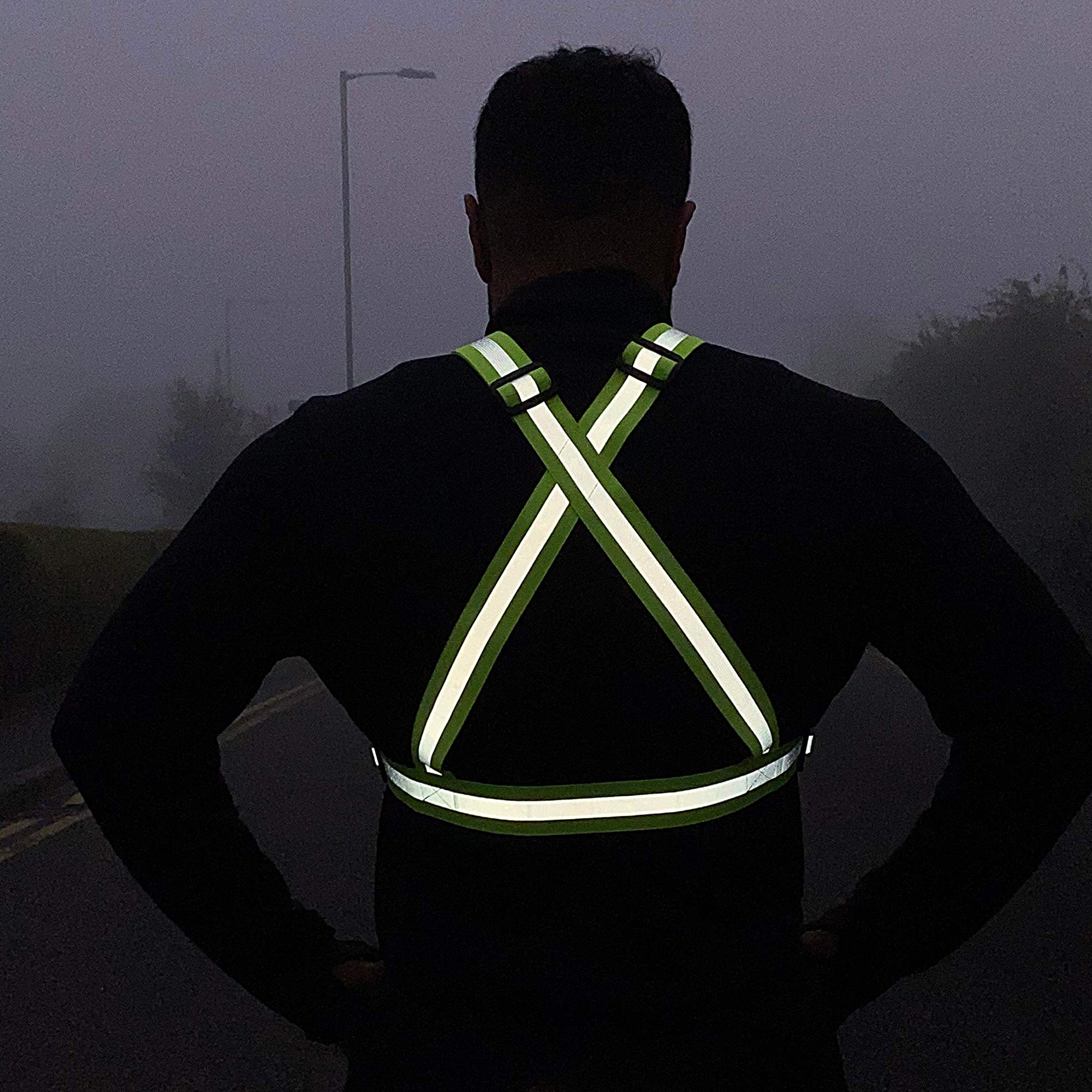 High Visibility Reflective Safety Vest with Adjustable Straps - 2 Pack Cross Belt for Running, Cycling & Construction Work