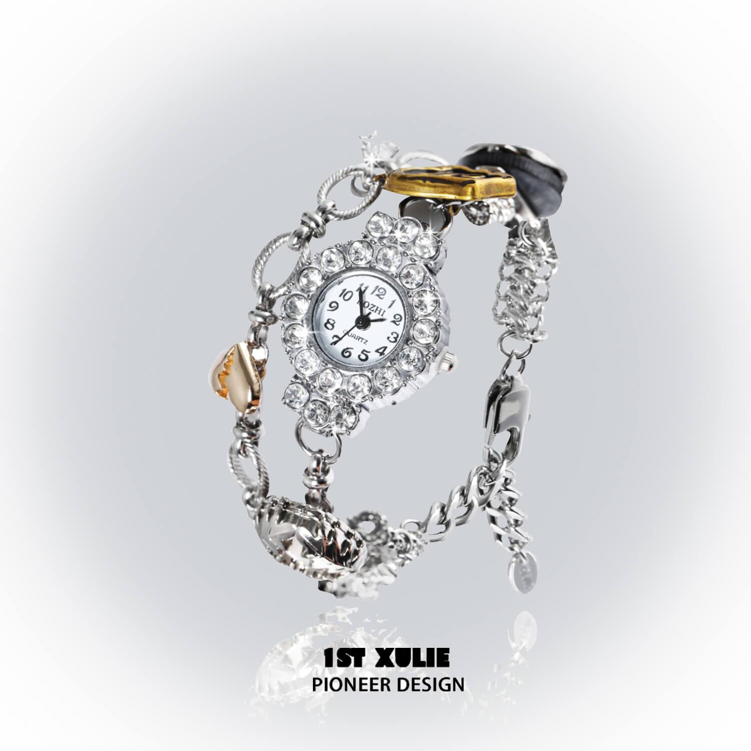 18K Platinum Plated Moissanite Watch Bracelet for Women - Luxury Diamond-Like Jewelry Gift for Anniversary, Valentine's Day & Special Occasions