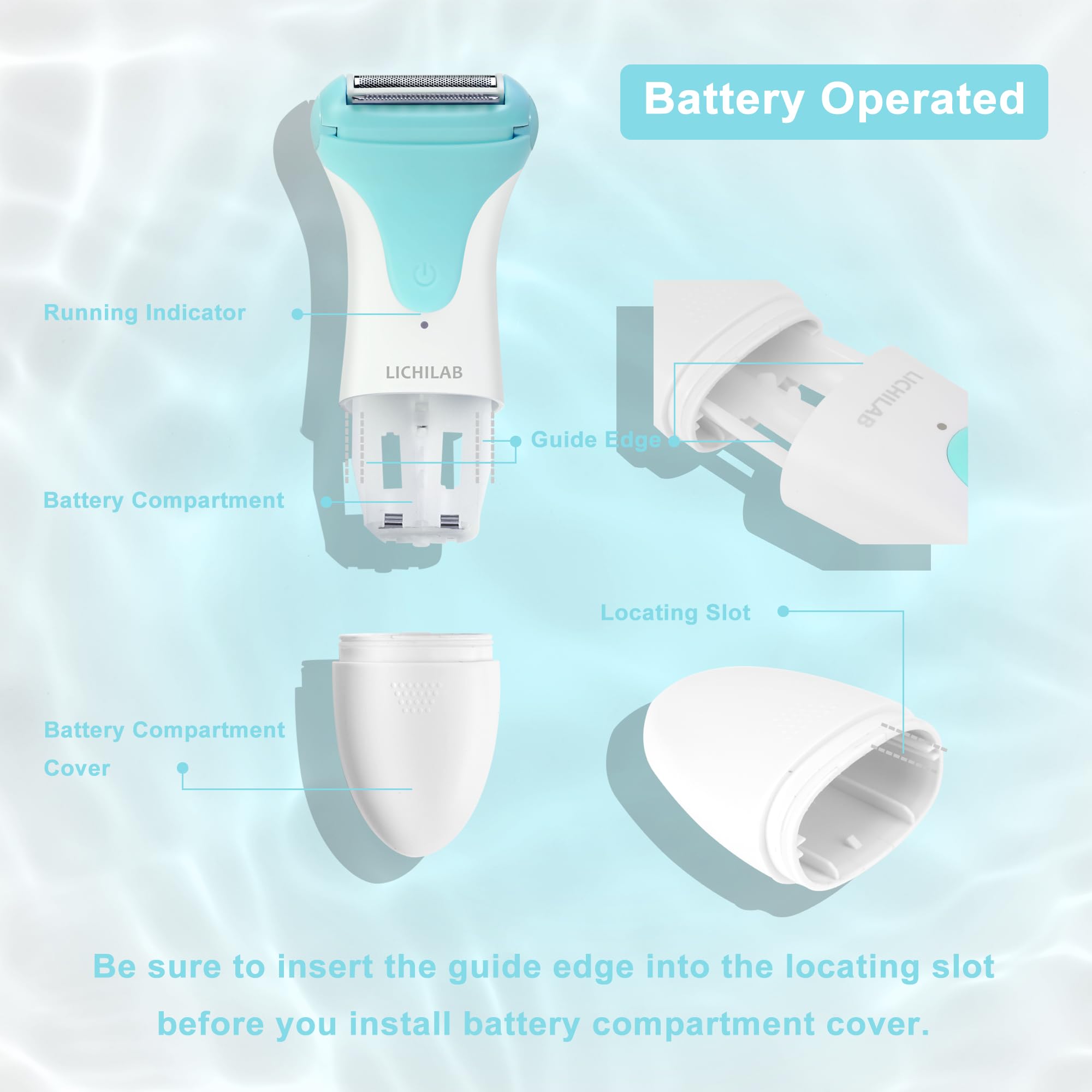 Electric Razor for Women - Lady Shaver & Bikini Trimmer, Wet & Dry Cordless Pubic Hair Remover for Legs & Underarms, Viridian/U7YZ - Perfect for Travel, Gym & Smooth Skin Care