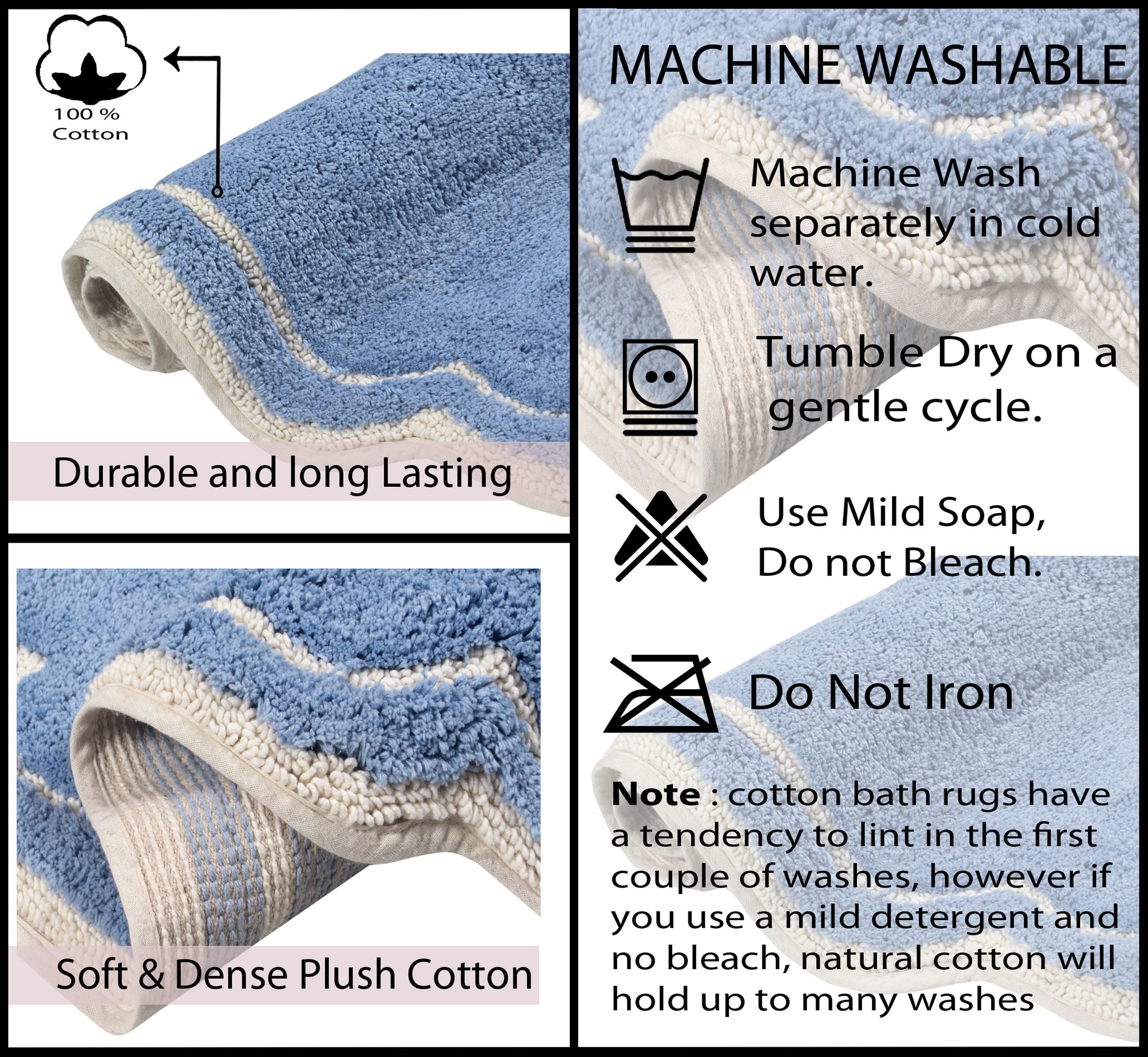 Home Weavers Allure Collection 100% Cotton Tufted Bathroom Rug - Ultra Soft & Absorbent Non-Slip Bath Mat - Machine Washable Runner for Bathroom Floor (21x54 Inches, Blue) - Perfect for Bathroom, Shower & Vanity Areas