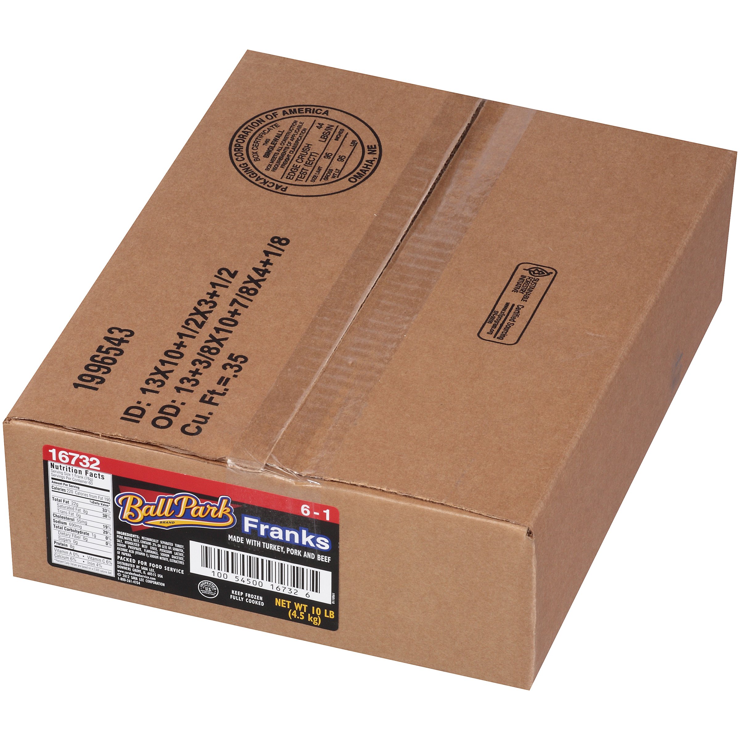 Ball Park Hot Dogs 6:1 Ratio - 5 lb Pack of 2 | Premium Beef Franks for BBQs, Picnics & Game Day Parties
