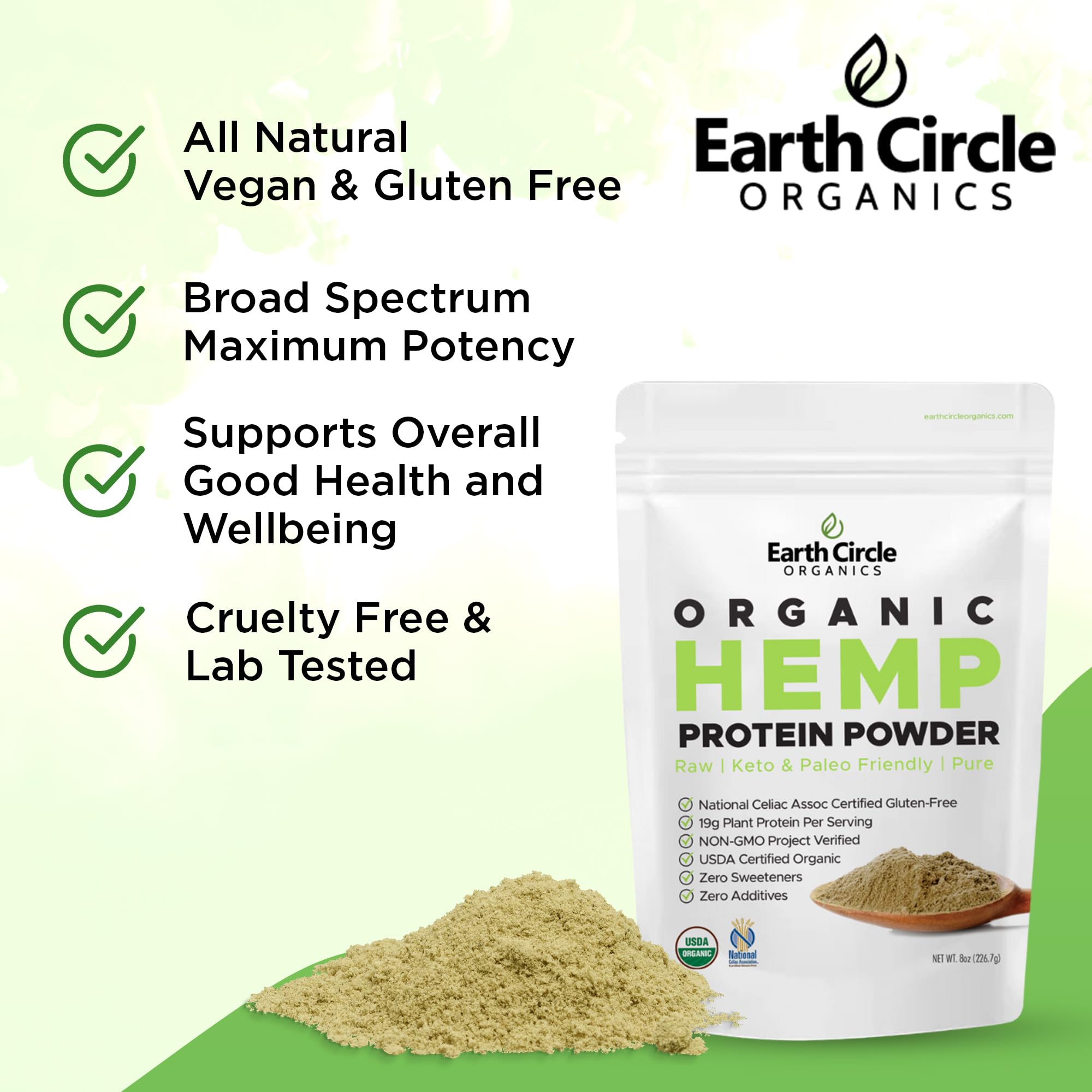 Organic Hemp Protein Powder - 100% Gluten Free, Vegan & Plant Based Protein Supplement - Lab Tested for Purity - Keto Friendly, Meal Replacement & Workout Recovery (8oz, Pack of 3) - Perfect for Smoothies, Baking & Post-Workout Shakes