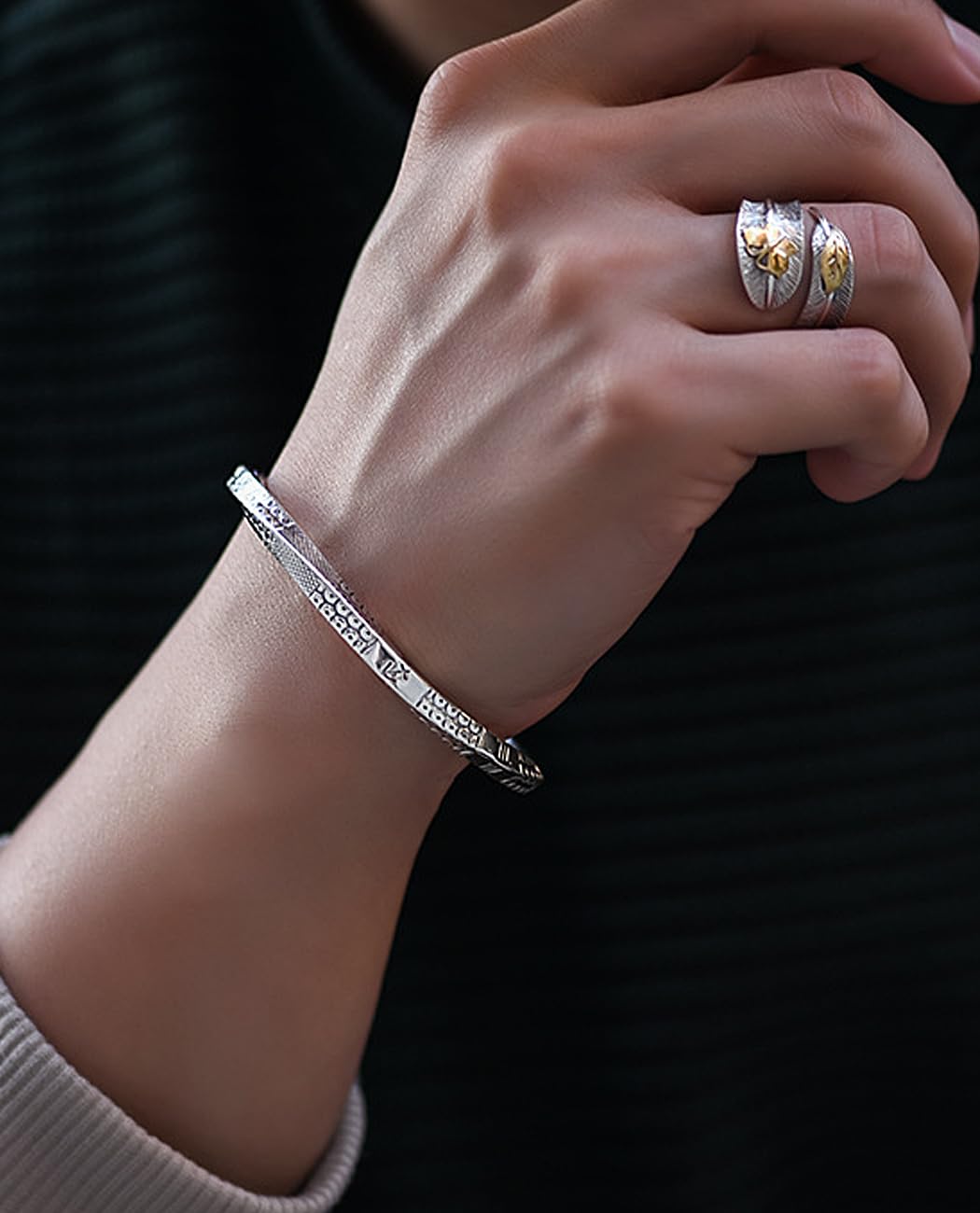Sterling Silver Men's Bracelet - 925 Solid Silver Minimalist Bangle for Men - Adjustable Open Cuff Bracelet - Perfect Gift for Him for Anniversary, Birthday & Special Occasions