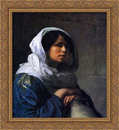 Egyptian Water Carrier 20x22 Gold Ornate Wood Framed Canvas Art by Jean Leon Gerome - Vintage Home Decor for Living Room, Bedroom & Office Wall