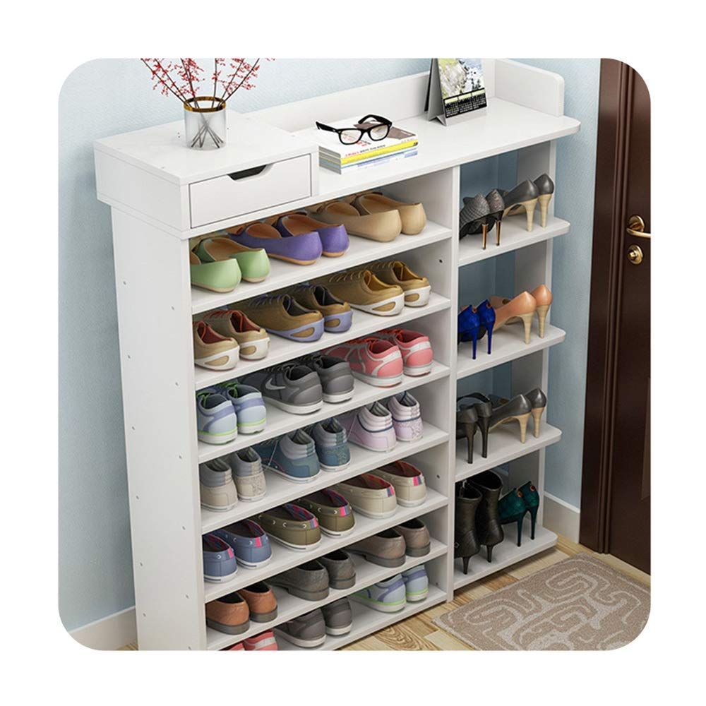 NAN Liang Wooden Shoe Rack - 6-Tier Multi-Layer Drawer Shoe Cabinet, White, 75cm Long - Space-Saving Entryway Storage Organizer for Hallway, Foyer & Closet