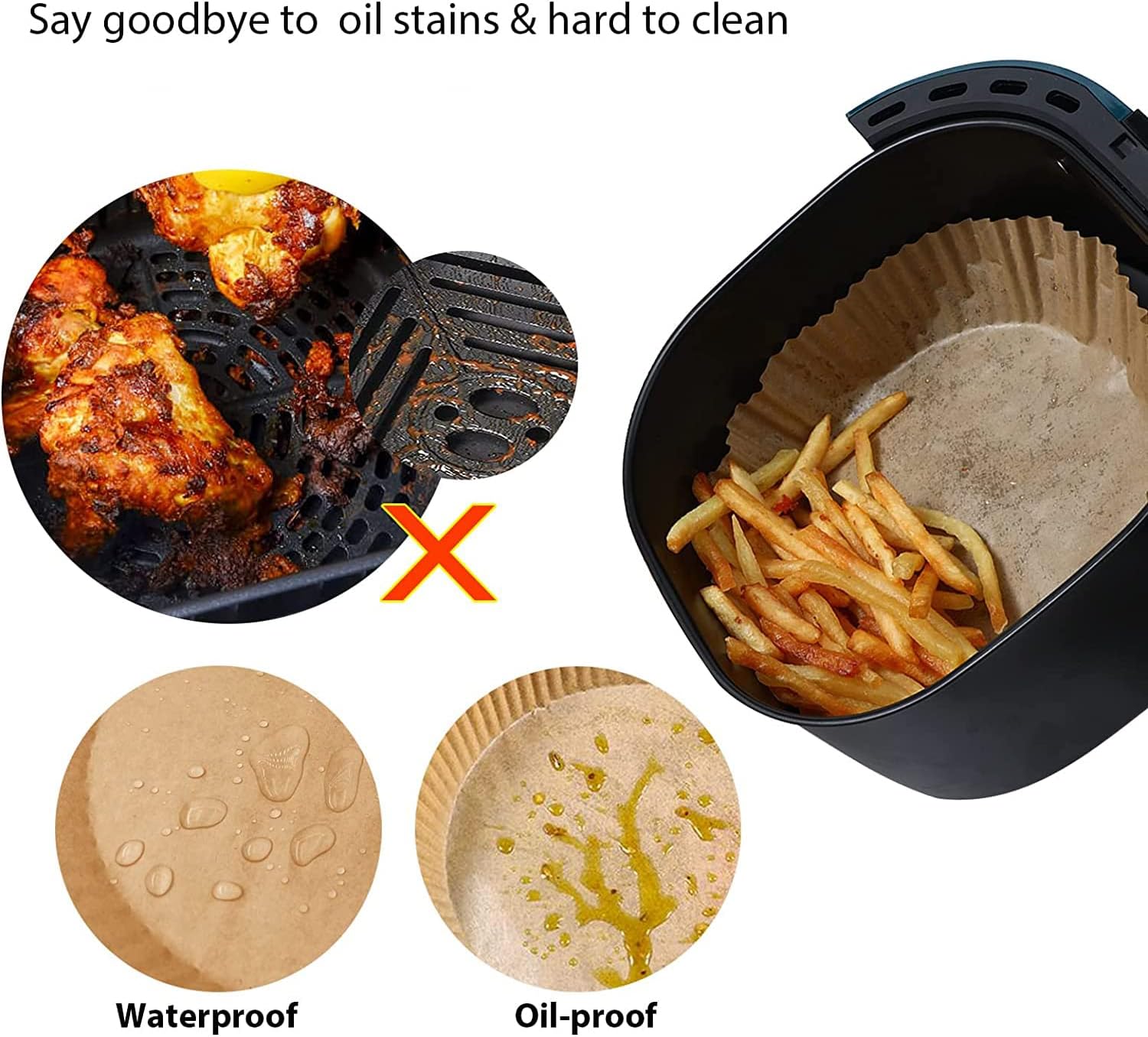 50pcs 16cm Round Non-Stick Air Fryer Disposable Liners - Perfect for Hassle-Free Cooking & Easy Cleanup | Ideal for Air Fryers, Baking, Roasting & Meal Prep
