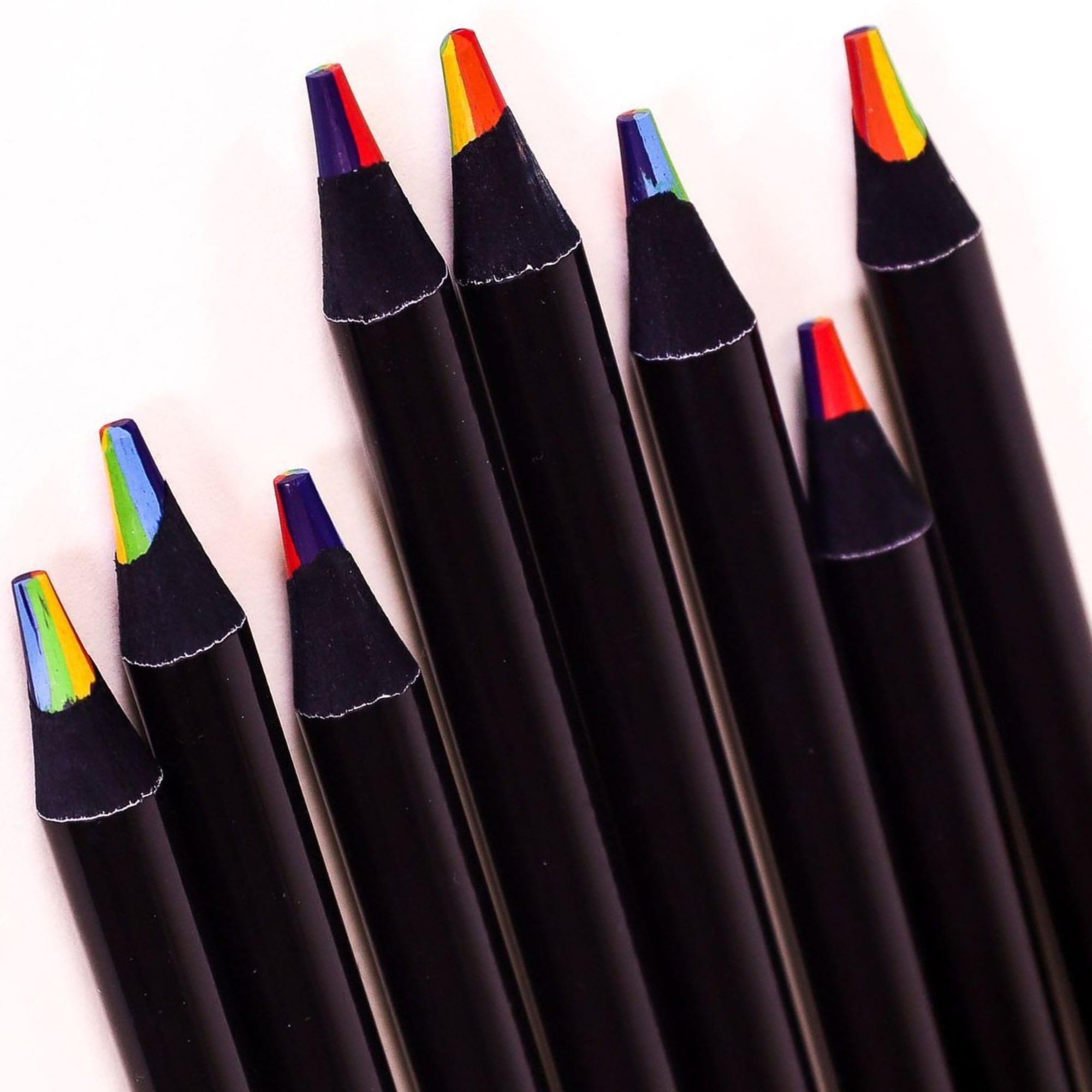 7 in 1 Rainbow Colored Pencils Set - Jumbo Multicolor Drawing Pencils for Kids & Adults, Sketching & Coloring Art Supplies with Sharpener (8 Pack) - Perfect for School Projects, DIY Crafts & Adult Coloring Books