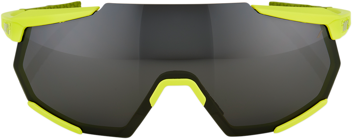 100% Racetrap Sunglasses - Yellow Frame with Black Mirror Lens (Model 61037 004 61) for Cycling, Running & Outdoor Sports