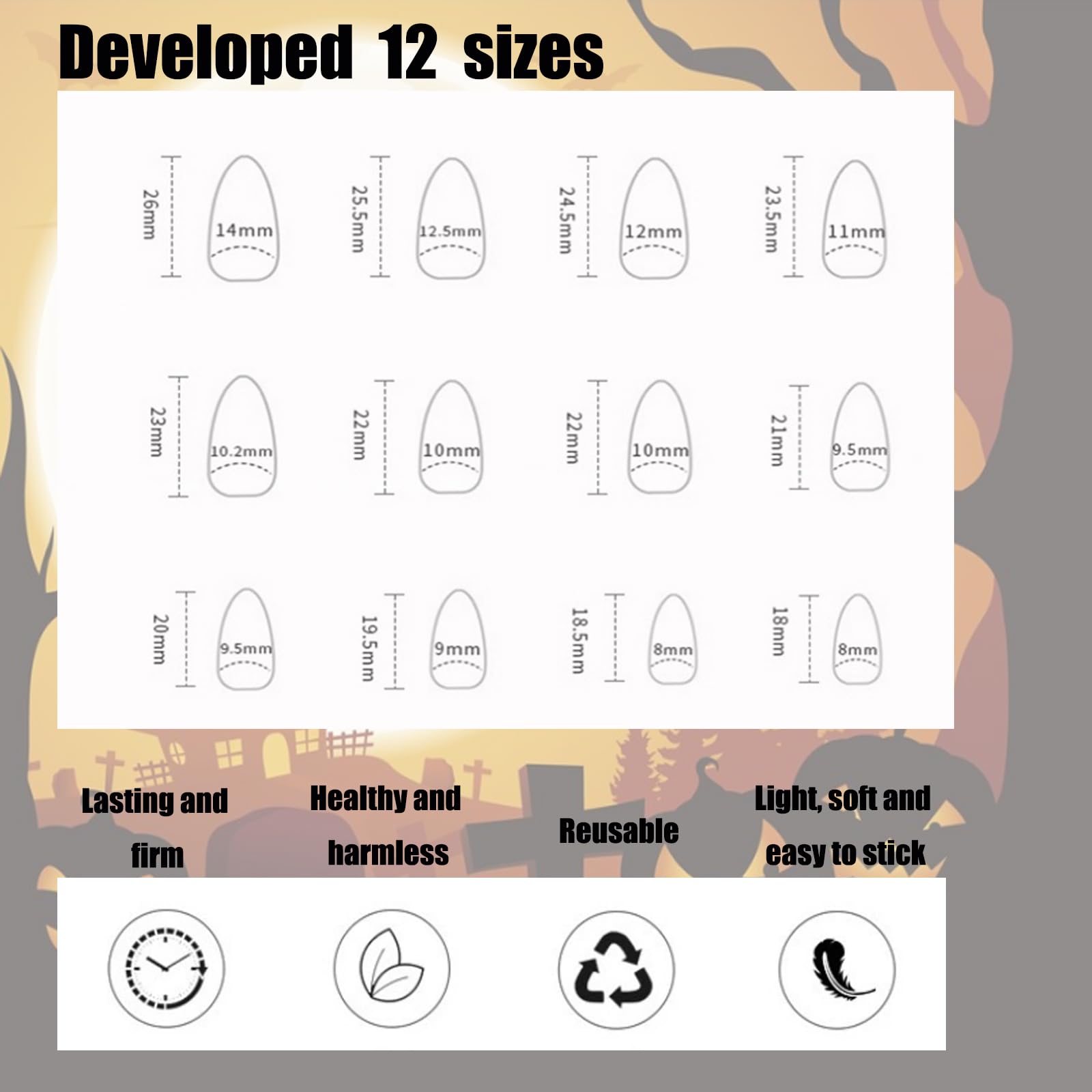 24pcs Halloween Press On Nails - Almond Shaped Purple Fake French Nails with Cute Bats Design | Short Glue On Nails for Day of the Dead | DIY At Home Manicure Kit for Women | Perfect for Halloween Parties, Cosplay & Costume Events