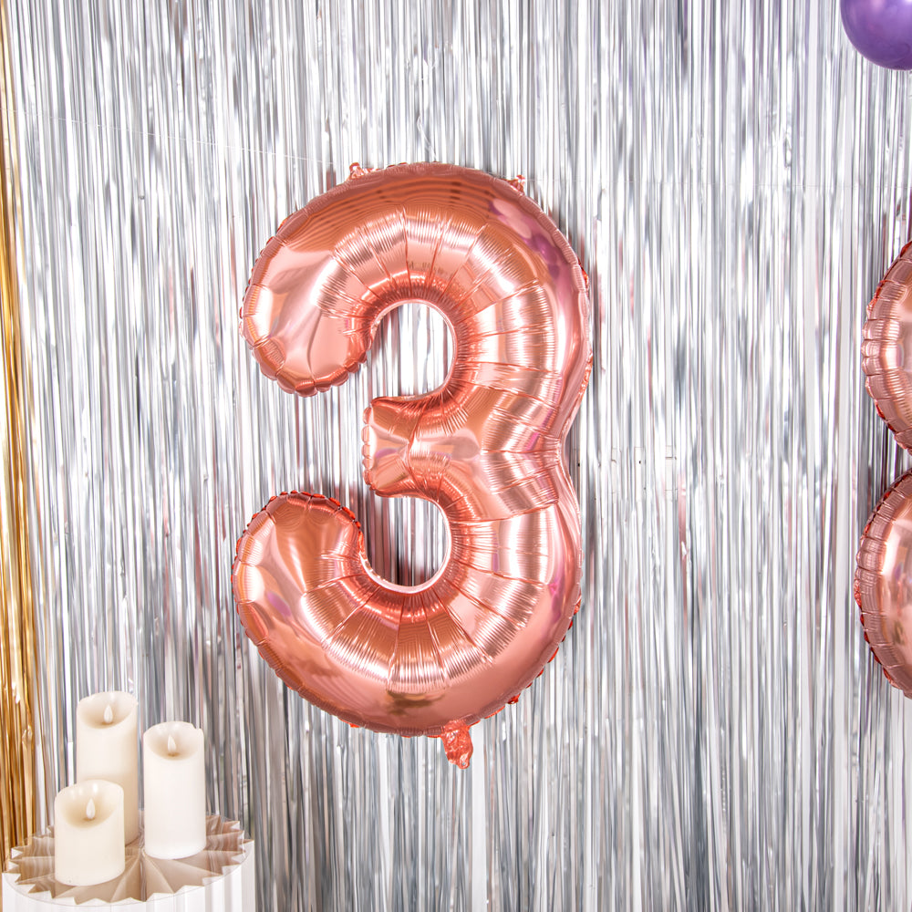 Balloonify Rose Gold Mylar Number 3 Balloon - 40 Inch Large Foil Balloon for Birthdays, Anniversaries & Parties (1 Count)