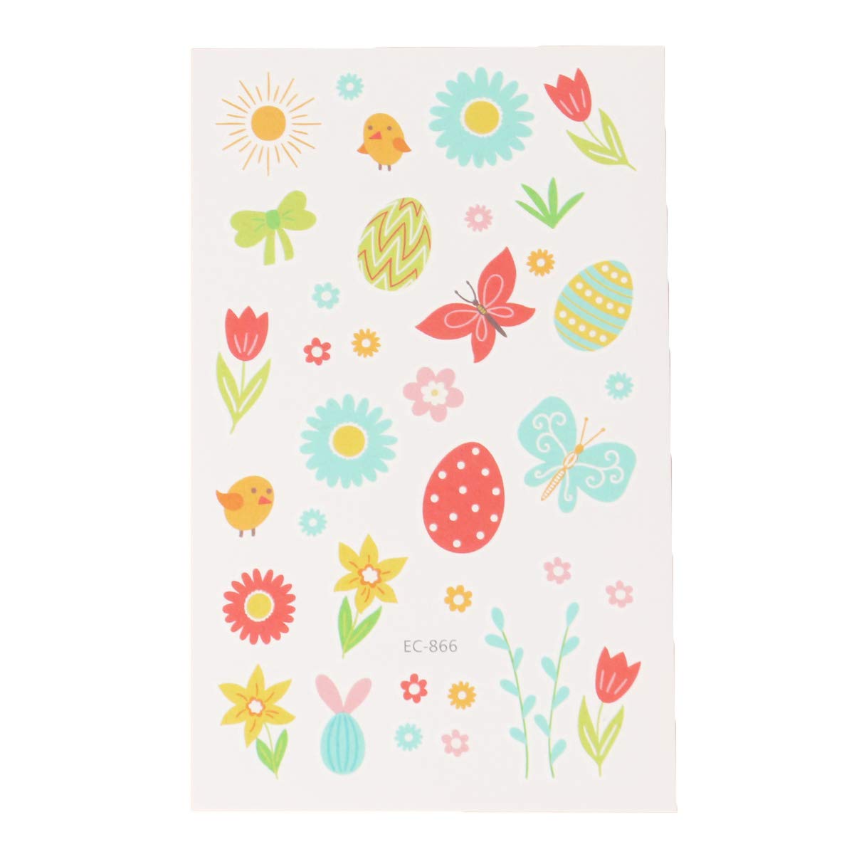 Amosfun Easter Kids Temporary Tattoos - 24PCS Cartoon Butterfly & Egg Design Waterproof Stickers for Children's Party Favors, Easter Egg Hunt Decorations & Spring Festival Activities