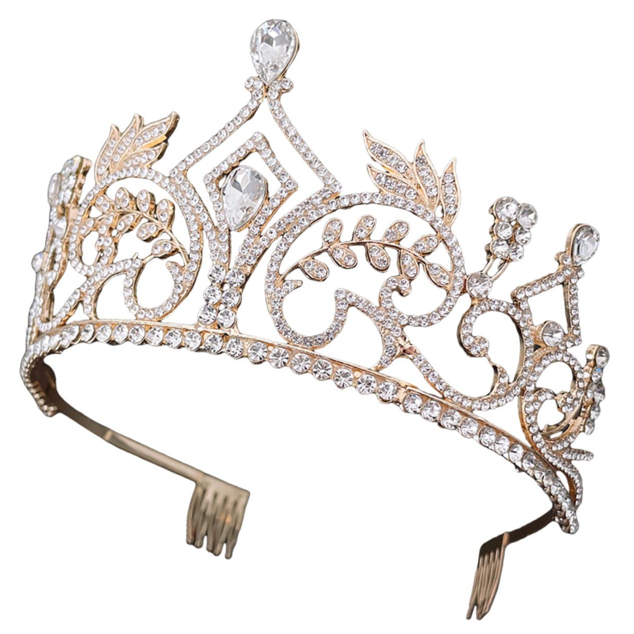 POPETPOP Black Rhinestone Tiara Crown Hair Accessory - Elegant Bridal Headpiece for Weddings, Prom, Pageants & Special Events | Small Headdress for Women & Girls