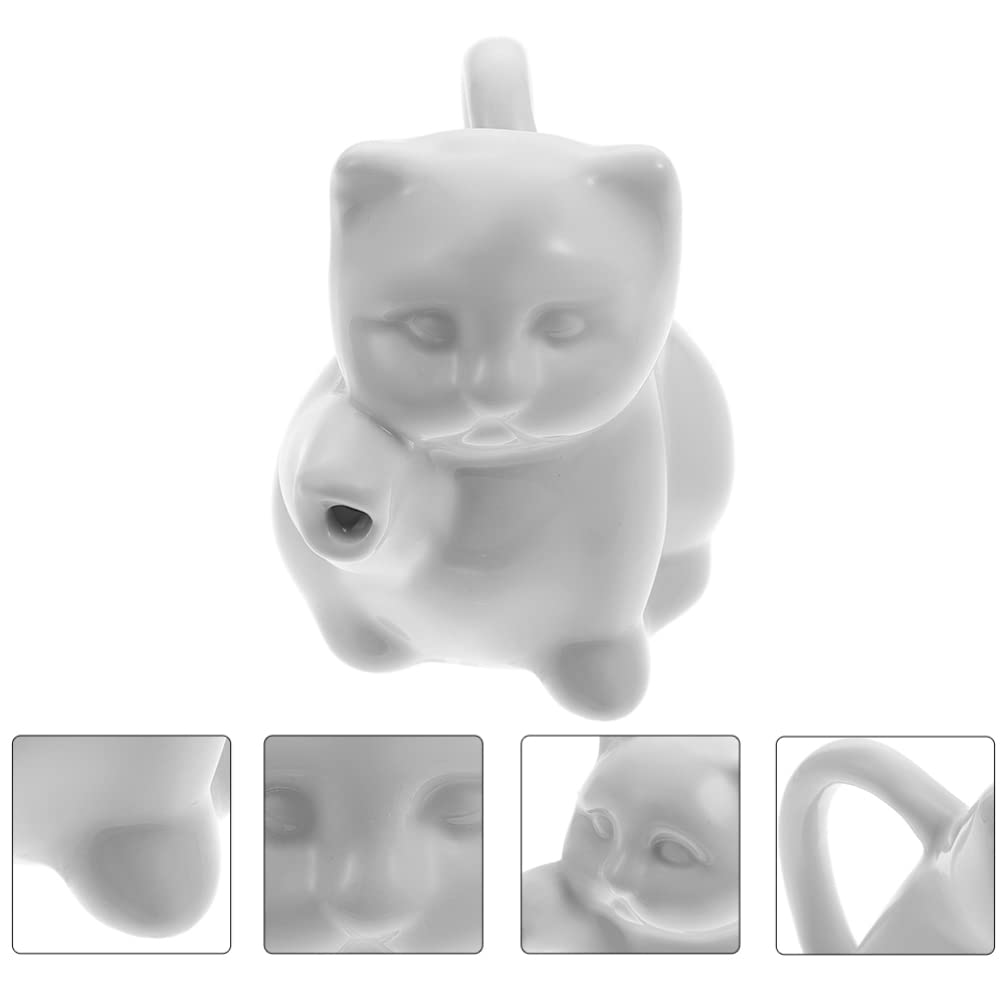 Cute Cat-Shaped Ceramic Creamer Pitcher Set - 2Pcs 50ml Milk Jug & Oil Vinegar Dispenser for Coffee, Tea, Soy Sauce - Perfect for Home, Cafe, and Kitchen Decor