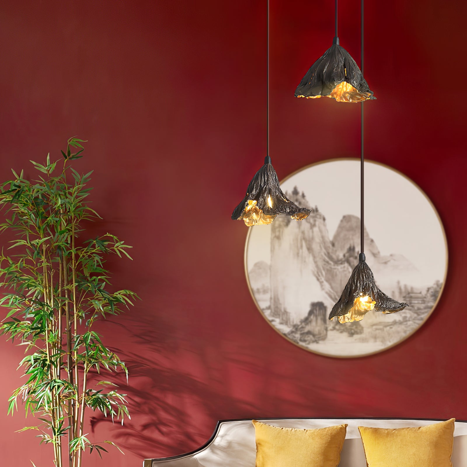 Handmade Withered Lotus Leaf Pendant Lamp - Natural Boho Home Decor for Living Room, Bedroom & Dining Area | Eco-Friendly Hanging Light Fixture