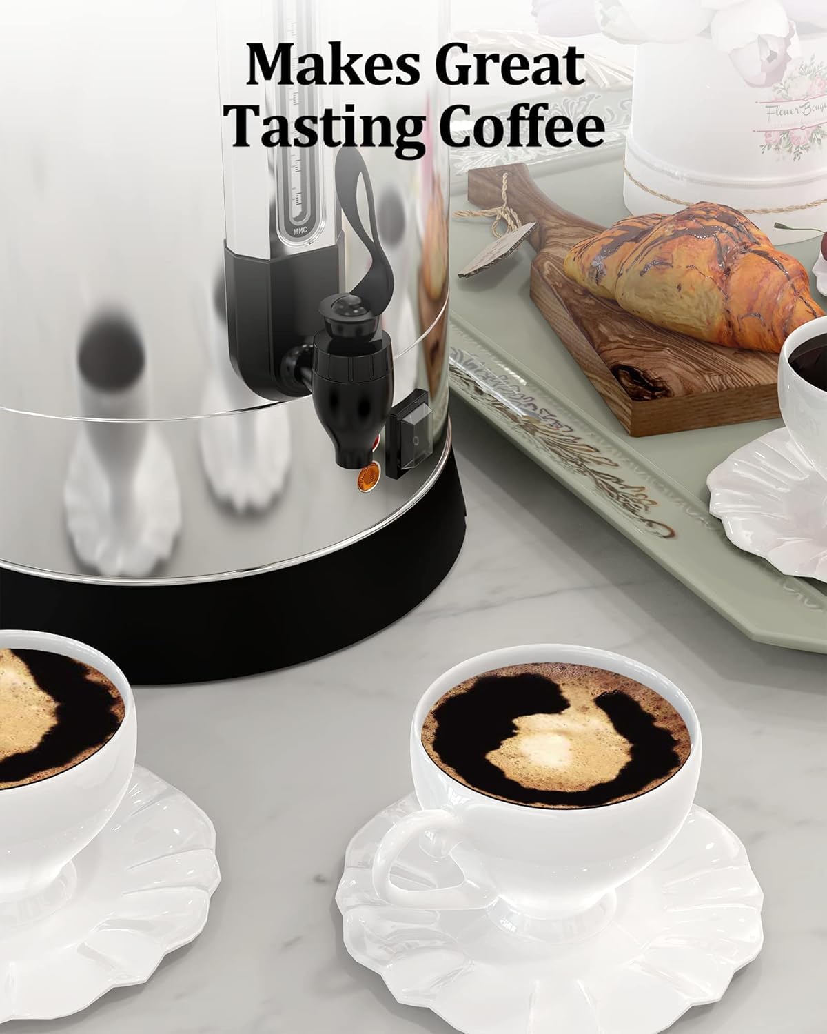 100 Cup (14L/3.8Gal) Commercial Coffee Maker - Stainless Steel Large Hot Coffee & Beverage Dispenser for Parties, Buffets, Weddings & Events | Perfect for Catering, Office Use & Large Gatherings