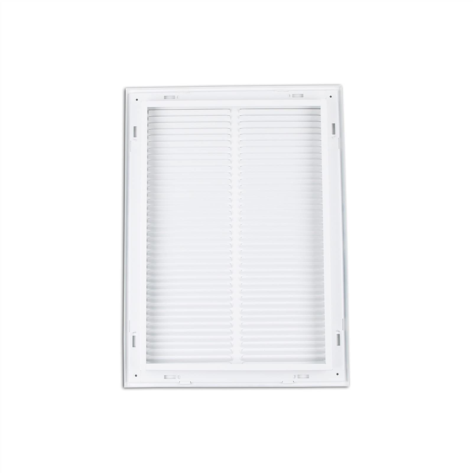 Steel Air Vent Louver Cover W14 x H20 - White Powder Coated Return Air Grille with Frame & Mesh Screen - Waterproof Ceiling & Wall Vent for Home, Office, Bathroom & Outdoor Use