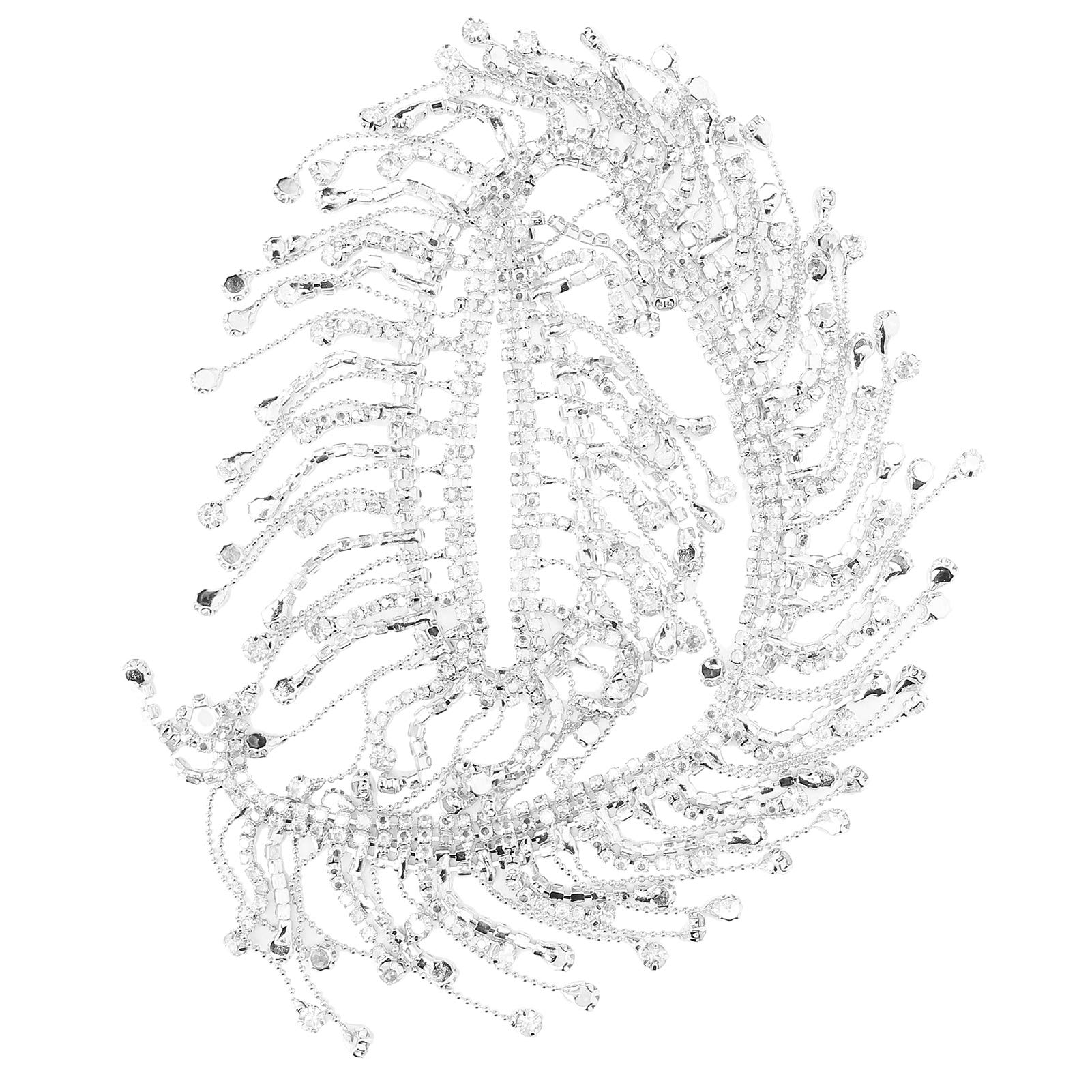 Elegant Silver Tassel Rhinestone Trim for Bridal Applique, Latin & Belly Dance Costumes – Perfect for Wedding Dresses, Pageant Gowns, and Performance Outfits
