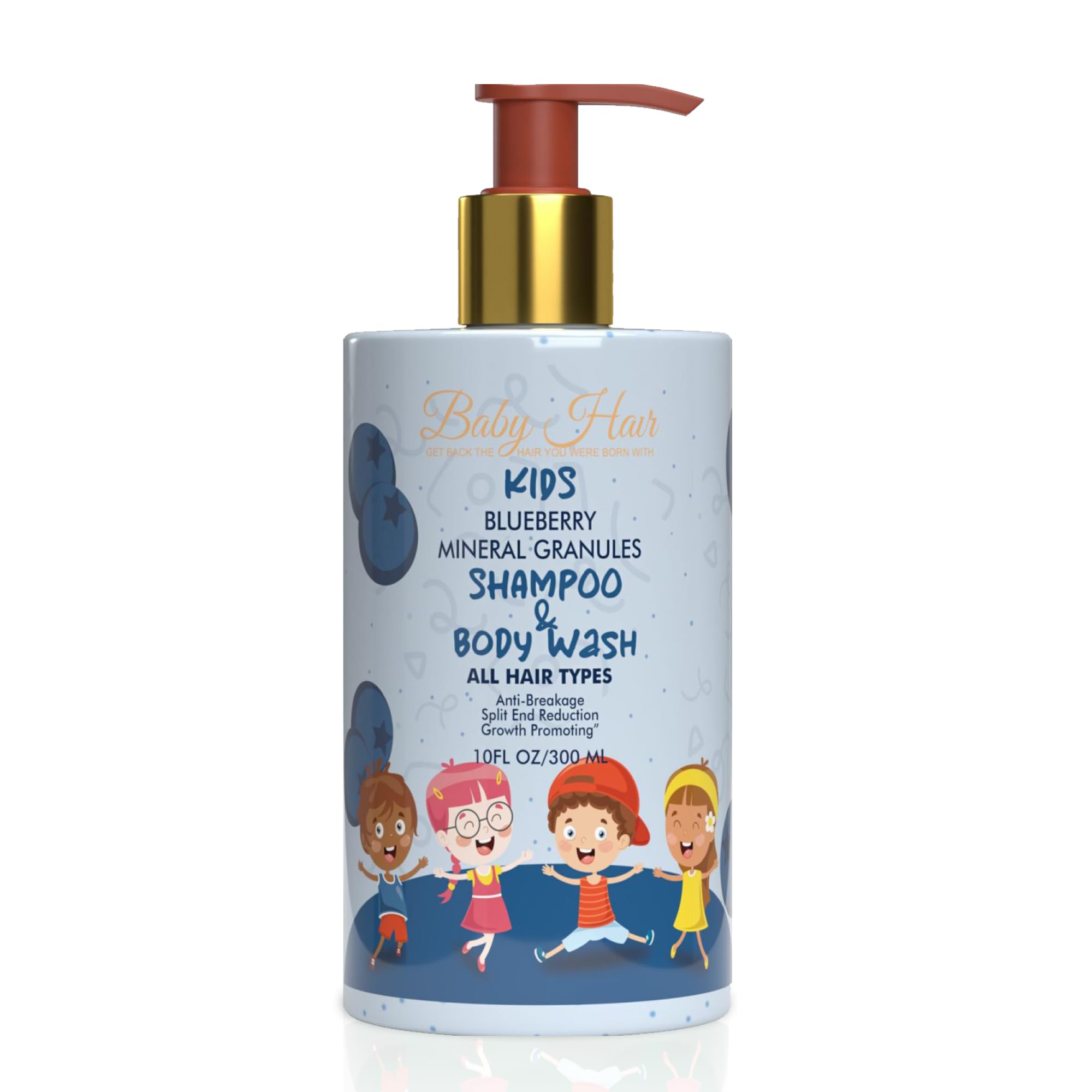 Blueberry Mineral Kids Shampoo & Body Wash - Sulfate-Free, Tearless Baby Hair Care with Blueberry, Strawberry Oil & Aloe Vera (10 fl.oz) | Gentle Cleansing for Sensitive Skin, Perfect for Daily Bath Time & Toddler Hair Care