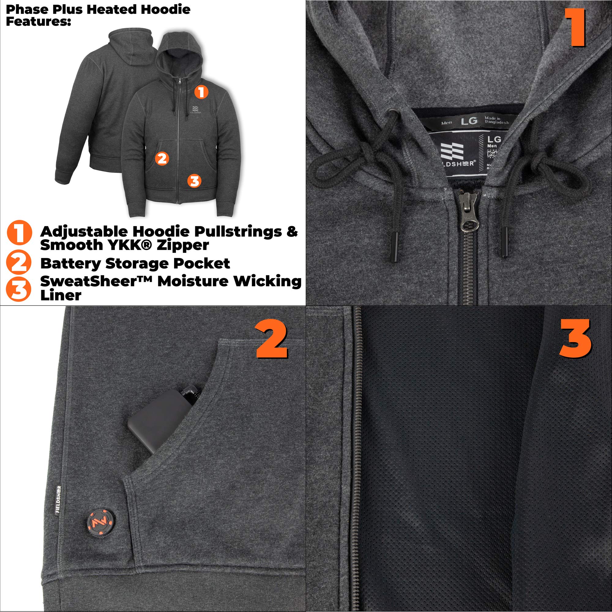 Men's Heated Phase Hoodie - Battery Powered Winter Jacket with Adjustable Warmth for Outdoor Activities | Perfect for Skiing, Hiking & Cold Weather Commutes