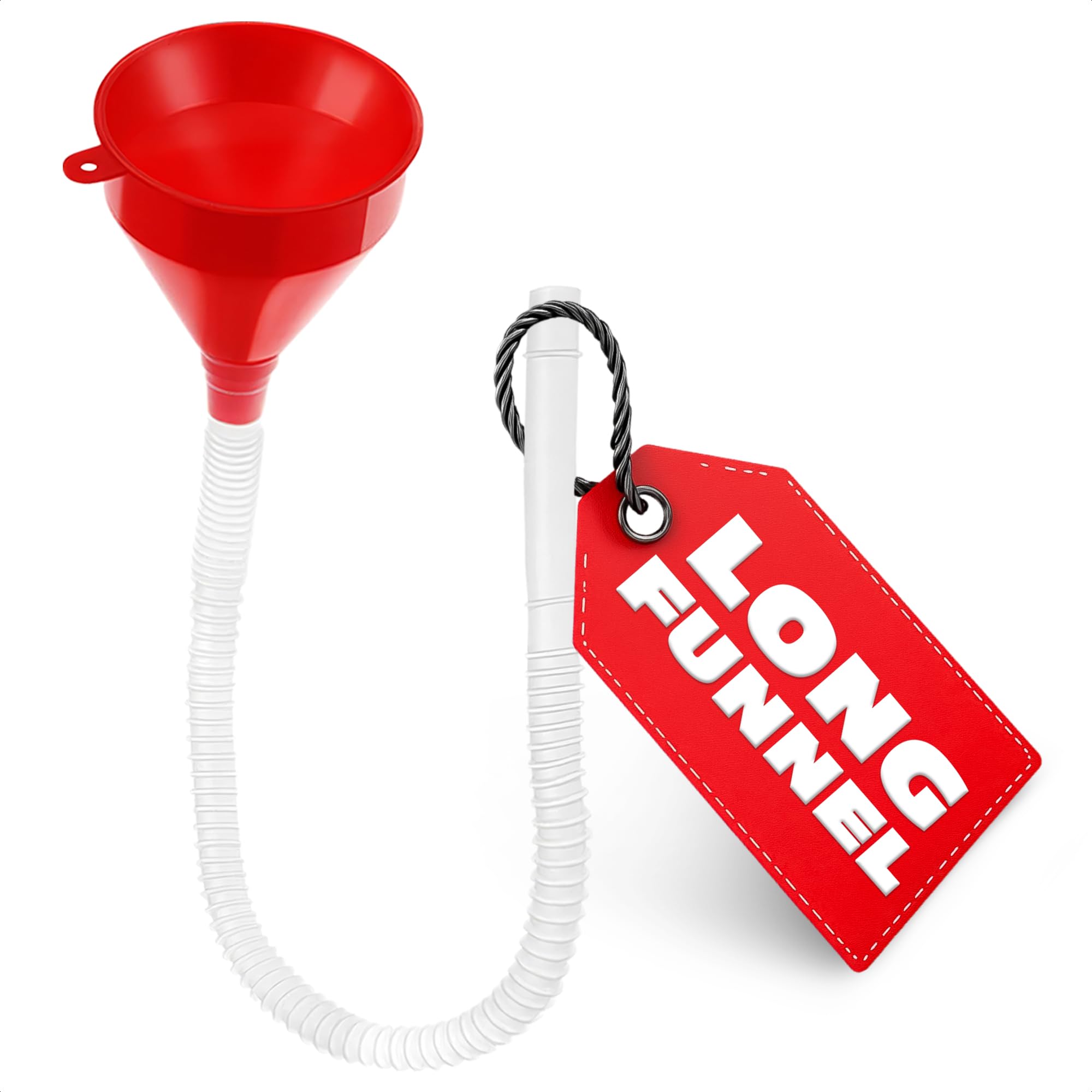 Flexible Long Funnel with Hose - 3 Inch Wide 23 Inch Long Oil & Transmission Fluid Funnel - Durable Watering Funnel with Tube for Automotive Fluids, Gardening, and DIY Projects