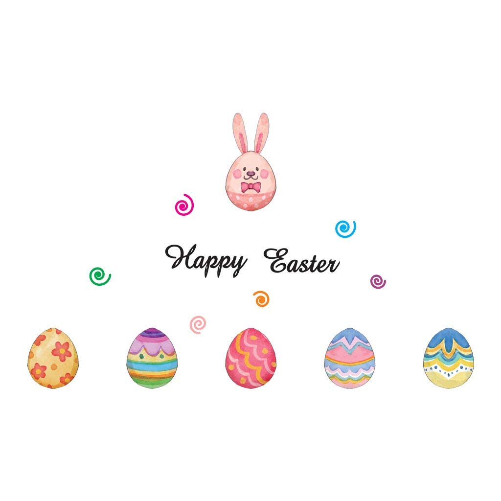Celendi Easter Vinyl Wall Decals - DIY Happy Eggs Home Decor Stickers for Outdoor & Indoor Wall Art | Perfect for Spring, Easter Party, Nursery, Living Room Decor