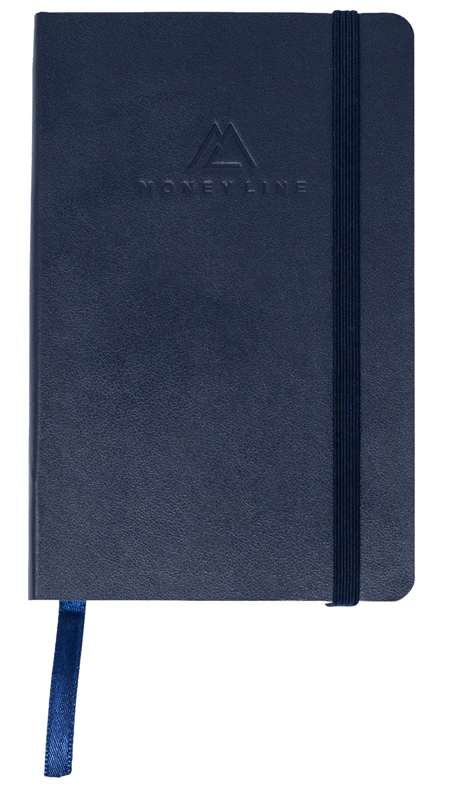 MoneyLine Sports Betting Notebook - 3.5 x 5.5 Inch Betting Tracker Journal with 100 Pages - Navy Blue Football Basketball Baseball Sports Gambling Log Book - Perfect for Tracking Wagers, Odds & Results On-The-Go