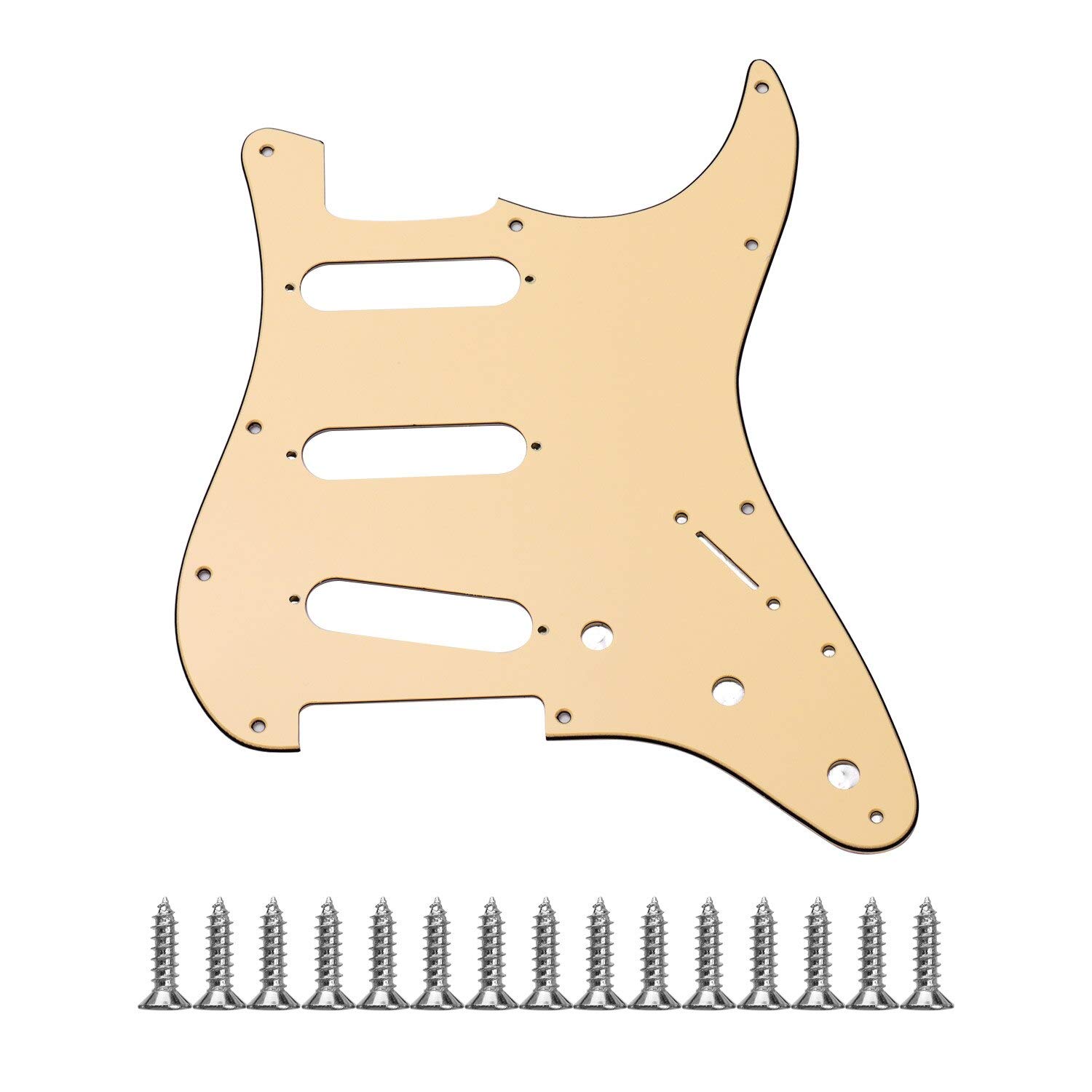 11 Hole Standard Guitar Pickguard - 3 Ply Panels with Screws for ST Style Guitars | Yellow | Perfect for Electric Guitar Upgrades & Repairs