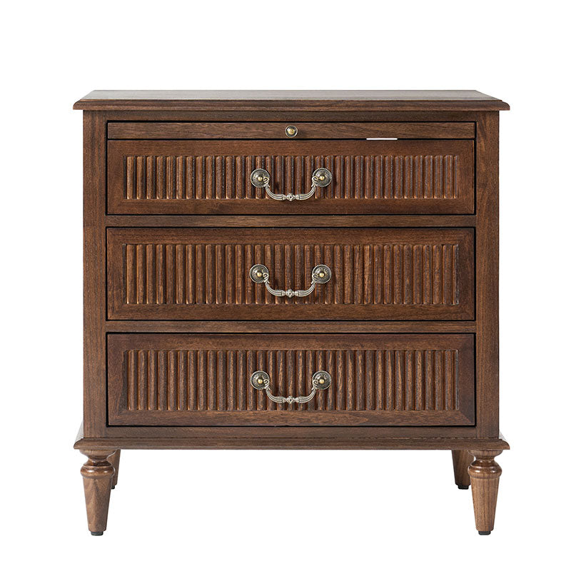 Farmhouse Solid Wood Nightstand with Fluted Drawer - Rustic Bedside Table with Optional Storage Drawer - Perfect for Bedroom, Guest Room, or Cabin Decor