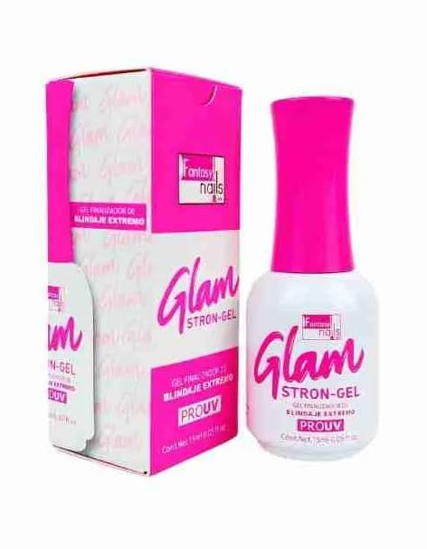 Fantasy Nails Glam Strong Gel Top Coat - 1 Fl Oz Non-Wipe Clear UV/LED Gel Polish - Long Lasting Shine for Manicures & Nail Art - Perfect for Salons, Home Use & Special Occasions