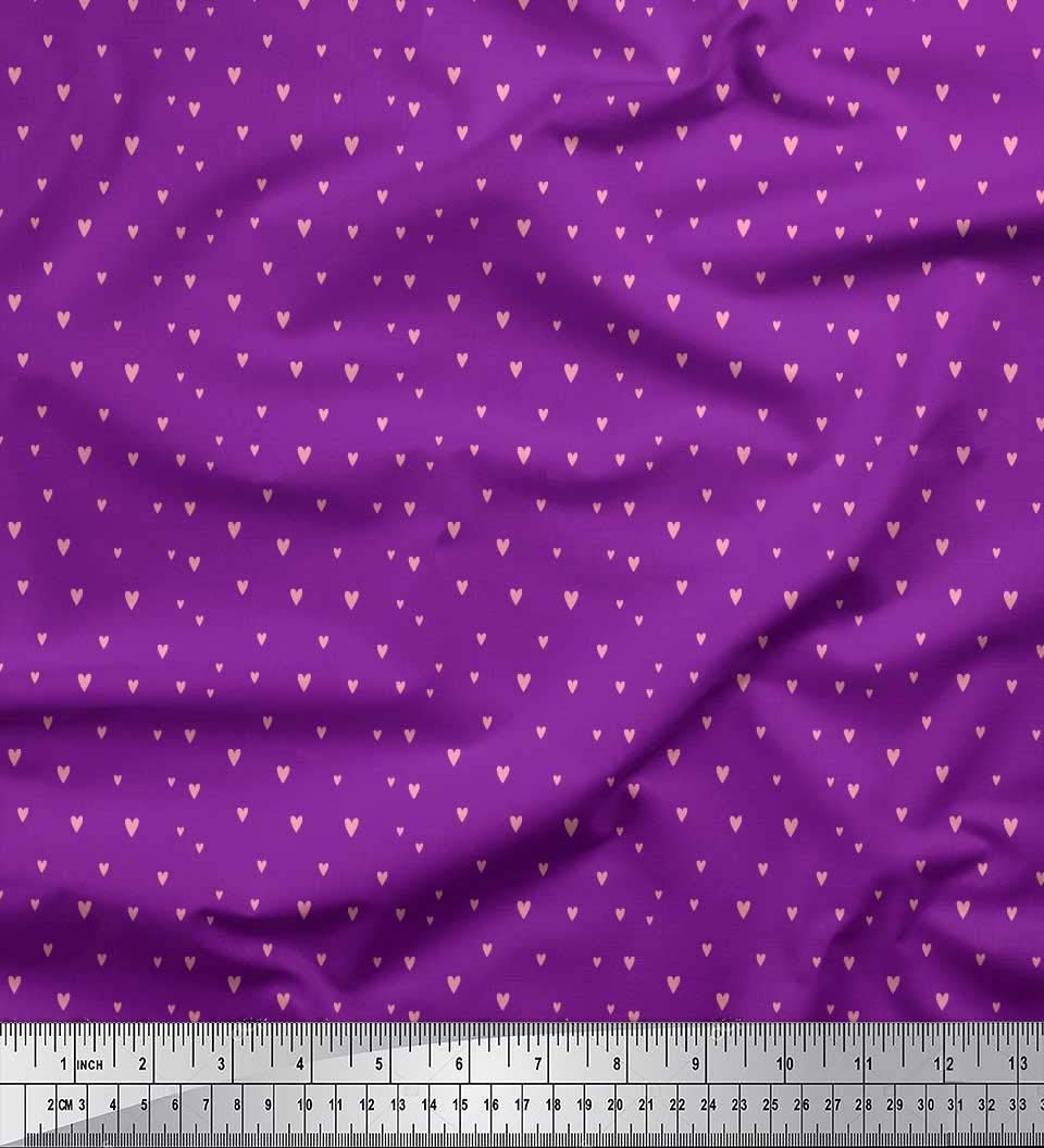 Soimoi Rayon Purple Fabric by The Yard - 42 Inch Wide - Small Heart Pattern Printed Fabric for DIY Dresses, Curtains & Home Decor - Sweet Elegance Design