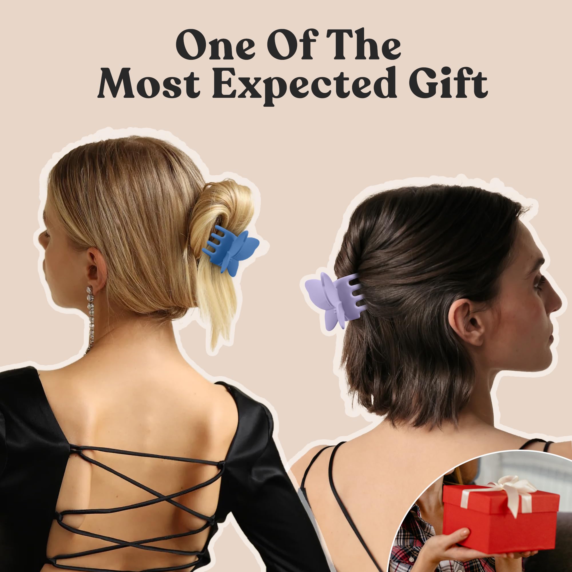 5 PCS Large Butterfly Hair Clips for Women - Non-Slip Matte Jaw Clamps for Thick, Thin & Medium Hair - Cute Hair Accessories for Everyday Wear, Parties & Weddings (Red)