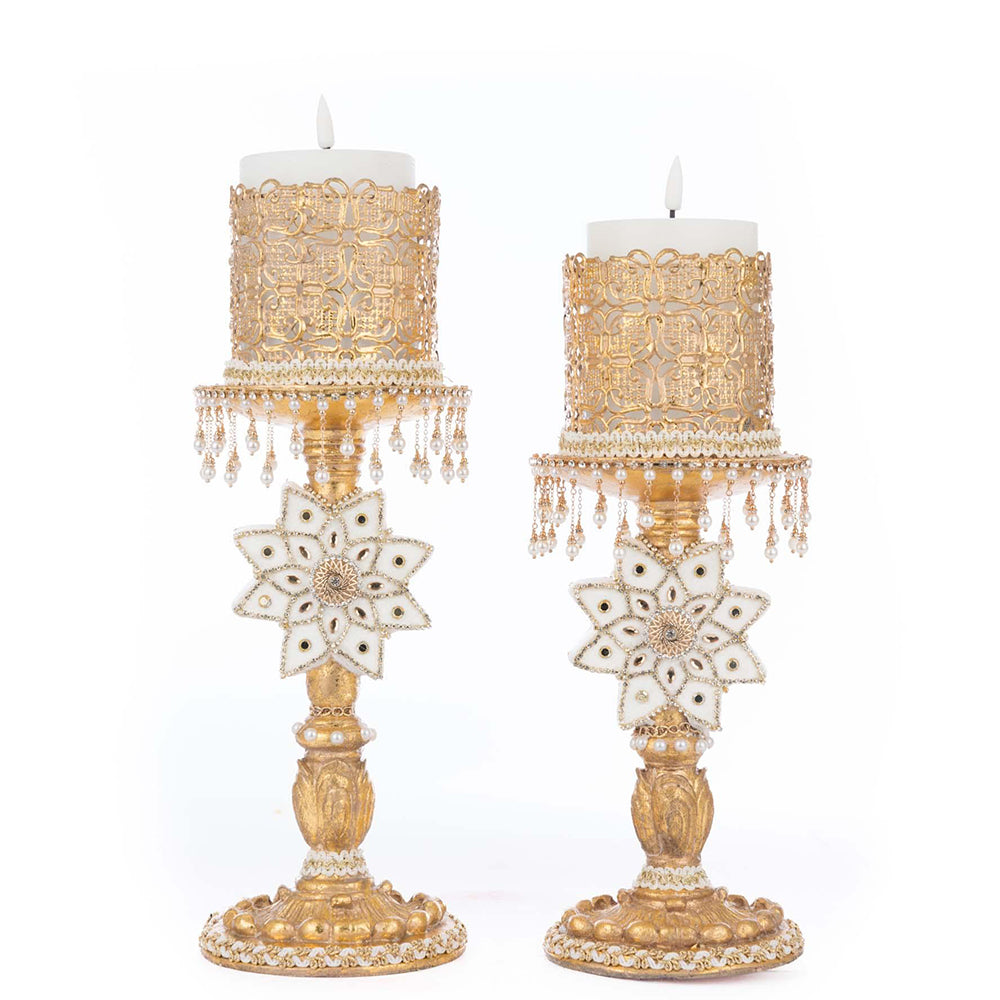 Elegant Gold Candle Holders Set of 2 - Premium Home Decor for Dining Table, Wedding Centerpieces & Holiday Decorations by Katherine's Collection
